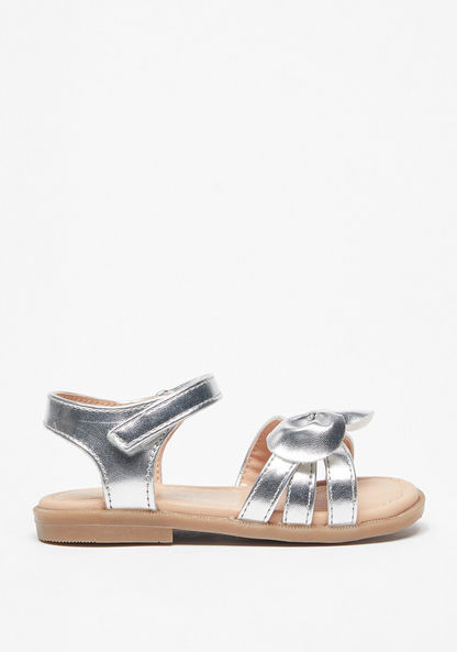 Barefeet Metallic Sandals with Hook and Loop Closure-Girl%27s Sandals-image-2