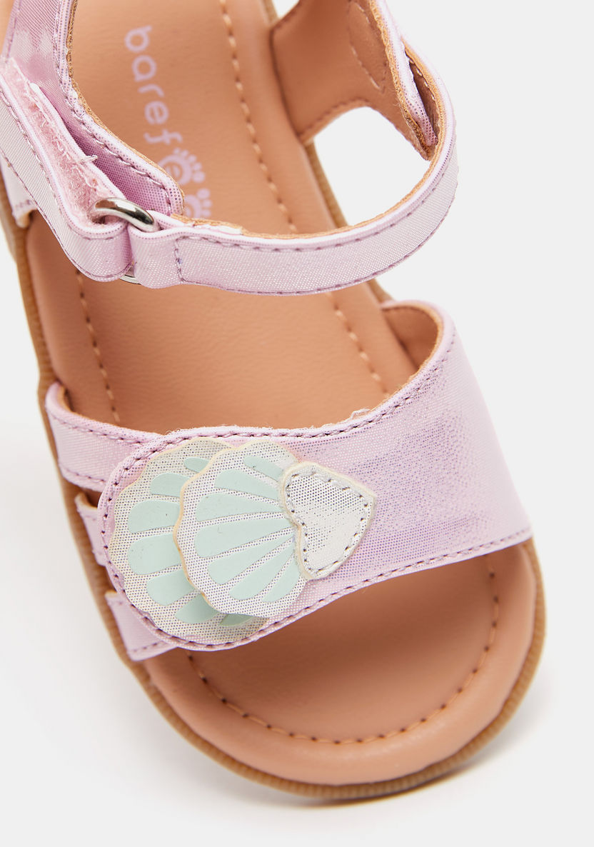 Barefeet Applique Detail Flat Sandals with Hook and Loop Closure-Girl%27s Sandals-image-3