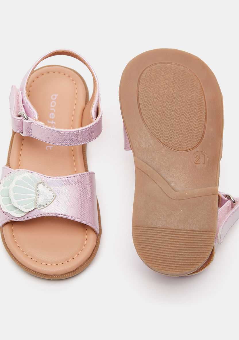 Barefeet Applique Detail Flat Sandals with Hook and Loop Closure-Girl%27s Sandals-image-4