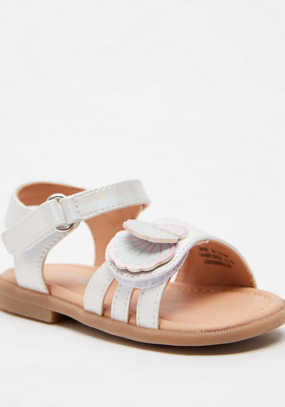 Barefeet Applique Detail Flat Sandals with Hook and Loop Closure-Girl%27s Sandals-image-1