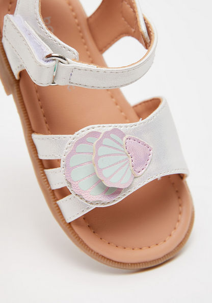 Barefeet Applique Detail Flat Sandals with Hook and Loop Closure