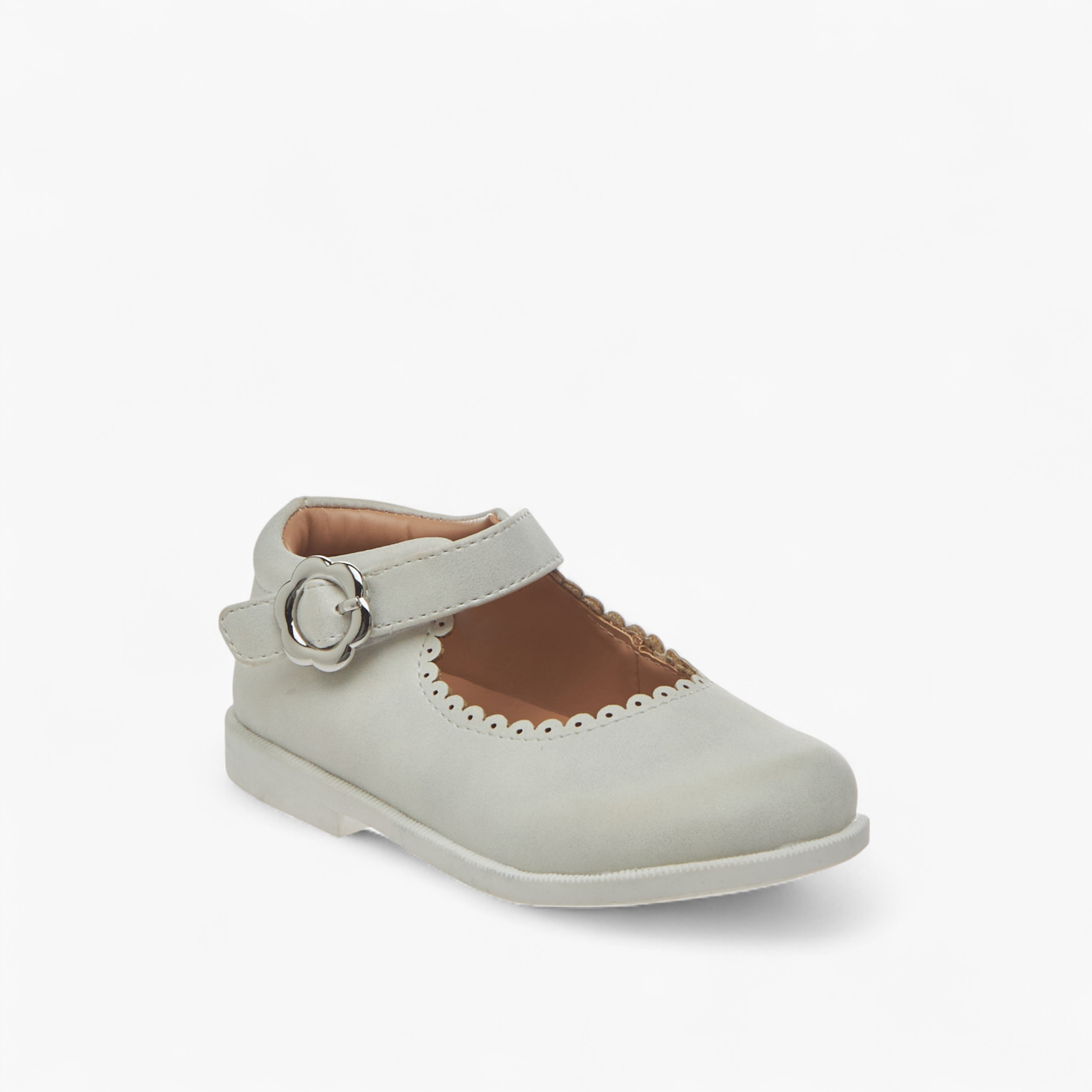 Barefeet Scallop Detail Mary Jane Shoes with Hook and Loop Closure-girls-shoes-maryjanes-image-2
