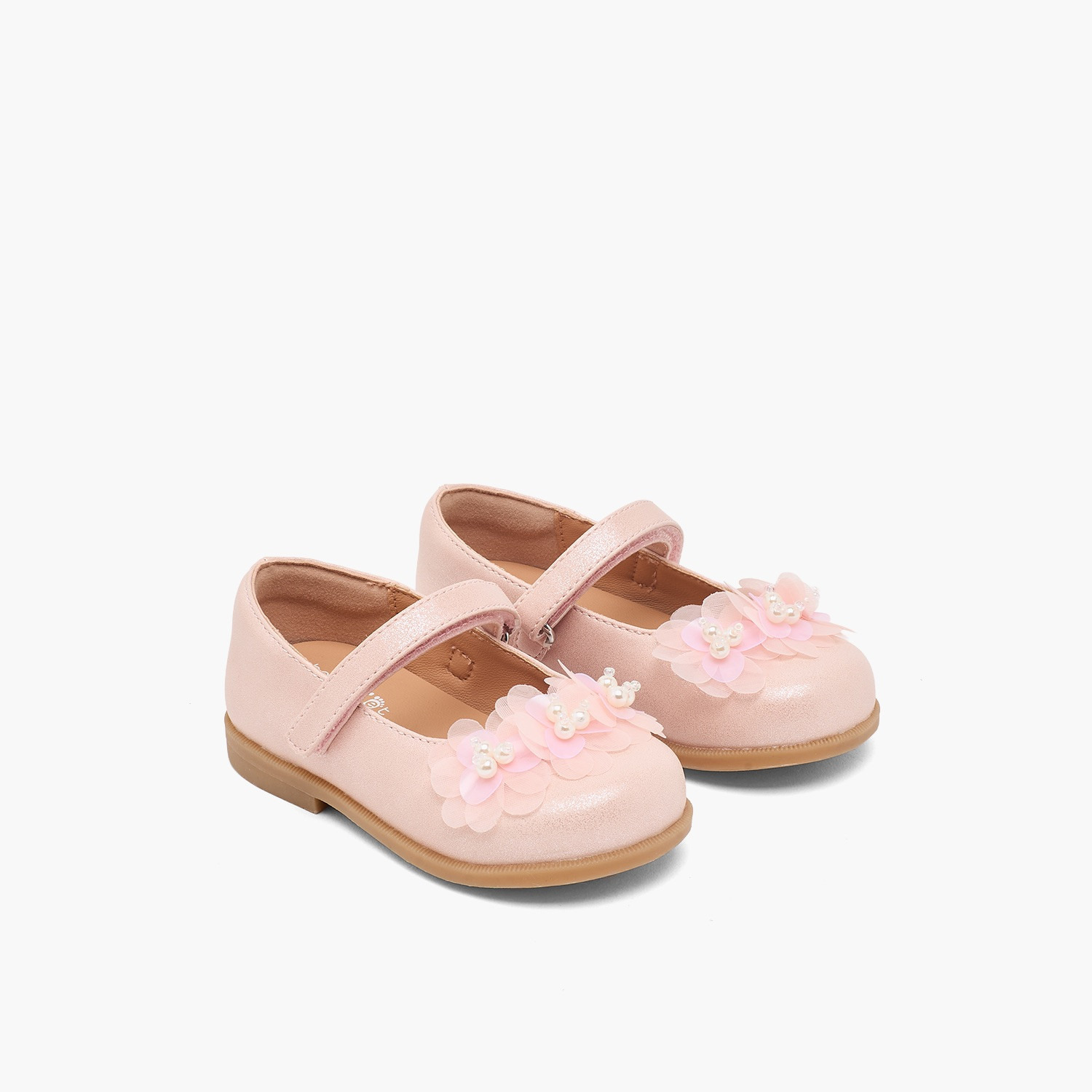 Barefeet Girls Floral Applique Mary Jane Shoes-girls-shoes-ballerinas-image-1