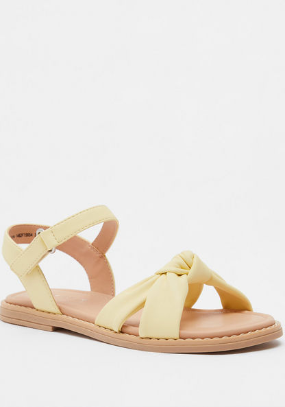 Knot Detail Sandals with Hook and Loop Closure-Girl%27s Sandals-image-1