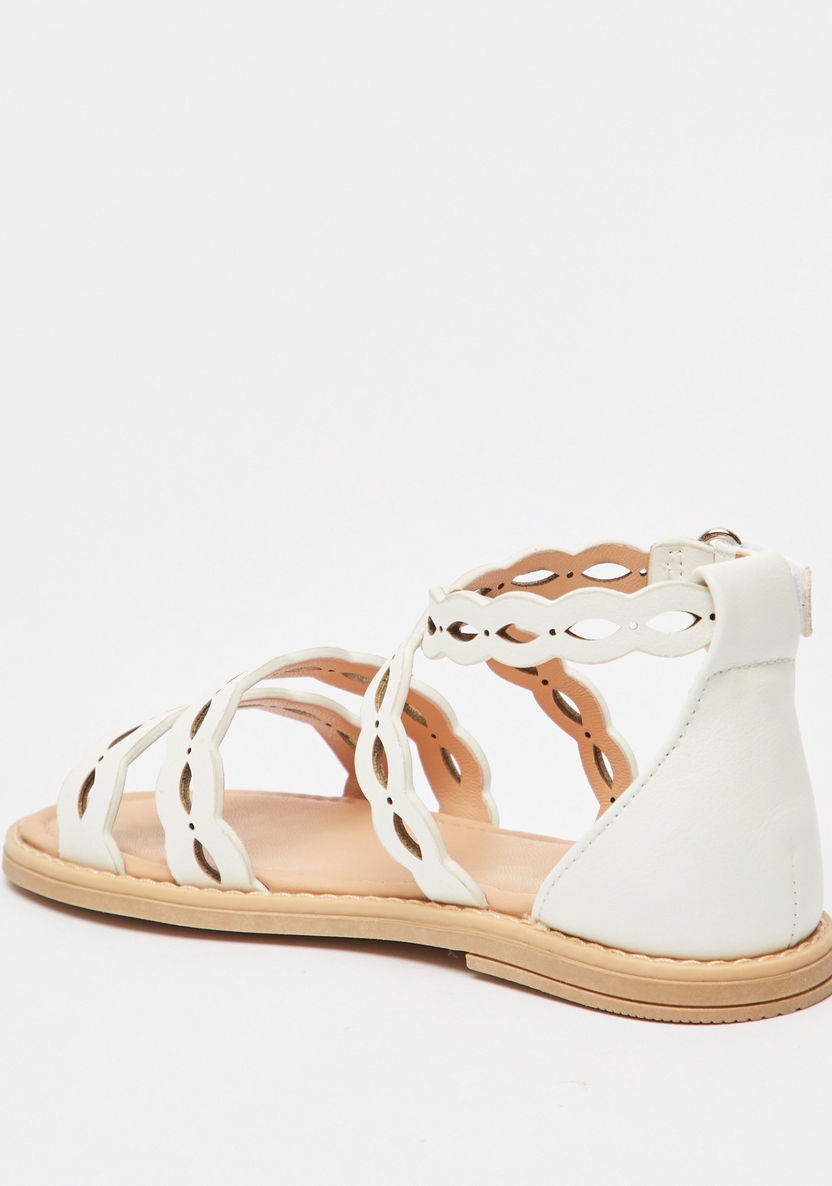 Little Missy Strappy Sandals with Laser Cut Detail-Girl%27s Sandals-image-2