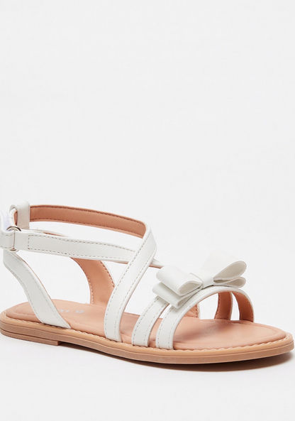 Little Missy Solid Ankle Strap Sandals with Bow Accent-Girl%27s Sandals-image-1