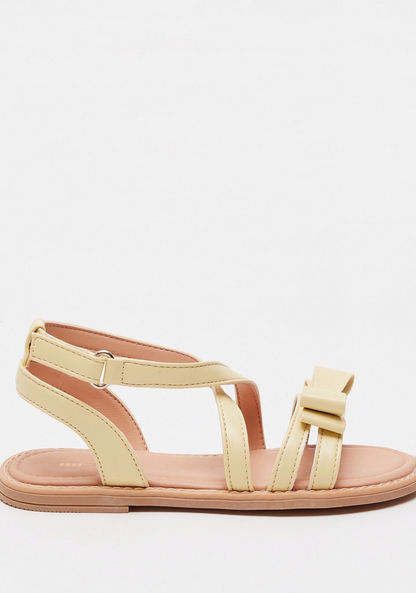 Little Missy Solid Ankle Strap Sandals with Bow Accent