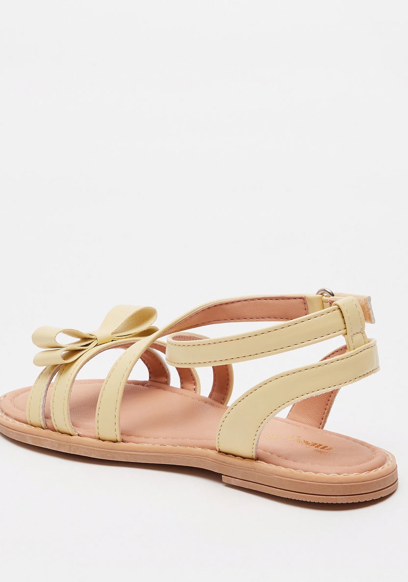 Little Missy Solid Ankle Strap Sandals with Bow Accent-Girl%27s Sandals-image-2
