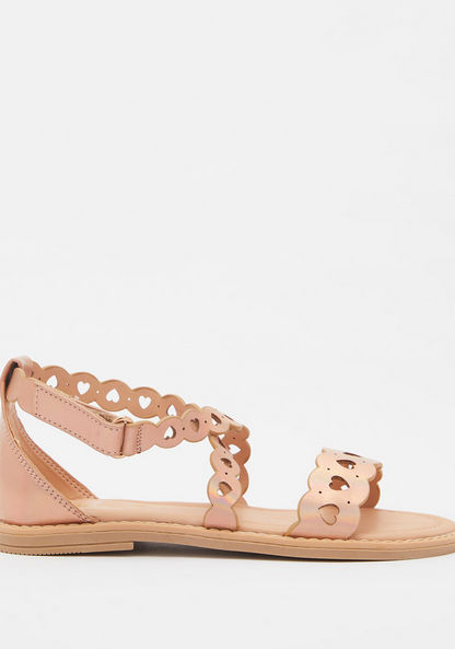 Little Missy Laser Cut-Out Detail Flat Sandals with Hook and Loop Closure-Girl%27s Sandals-image-0