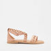 Little Missy Laser Cut-Out Detail Flat Sandals with Hook and Loop Closure-Girl%27s Sandals-thumbnail-0