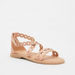 Little Missy Laser Cut-Out Detail Flat Sandals with Hook and Loop Closure-Girl%27s Sandals-thumbnail-1