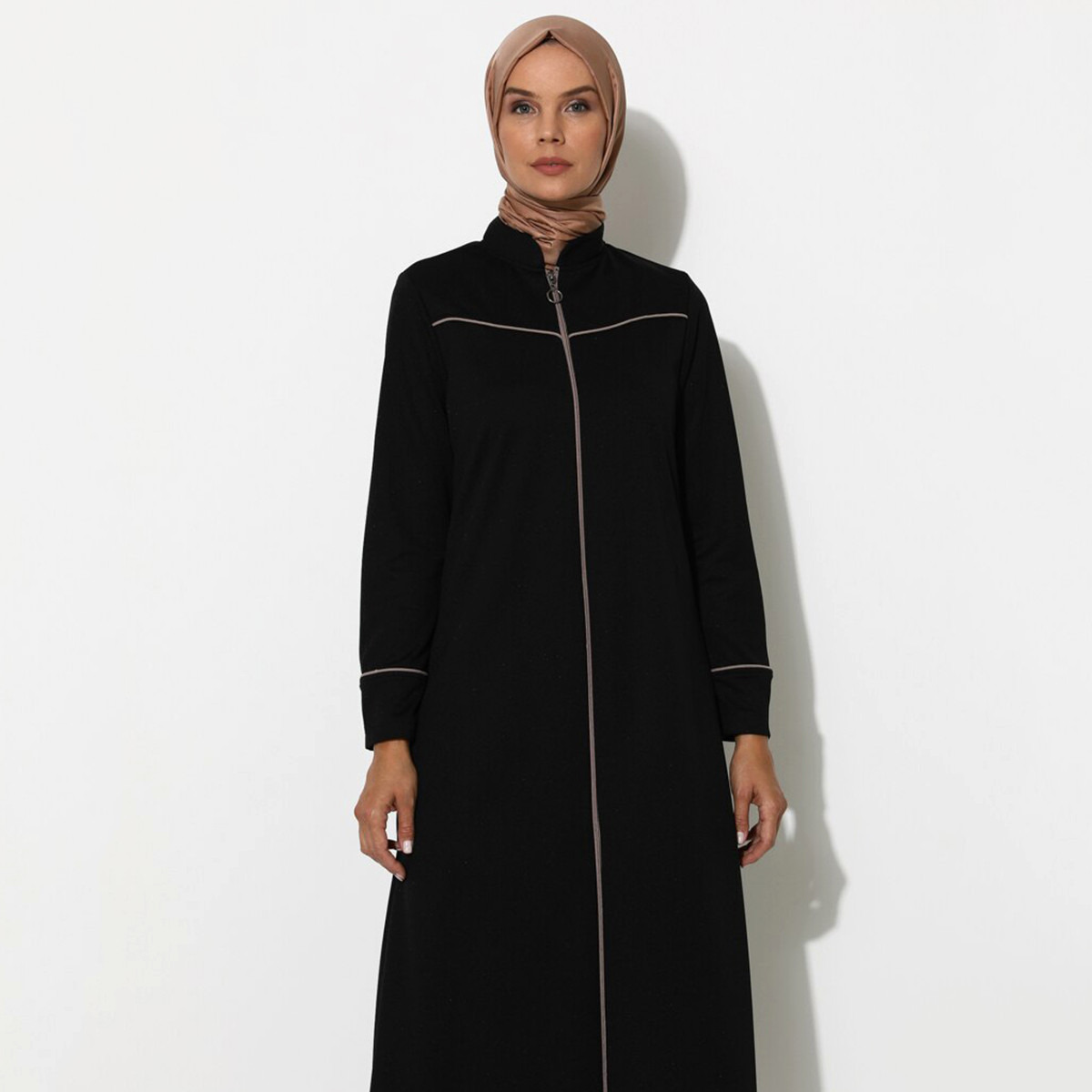 Women Solid Front Zipper Abaya Miss Cazibe By Modanisa-women-arabicclothing-abayas-image-2