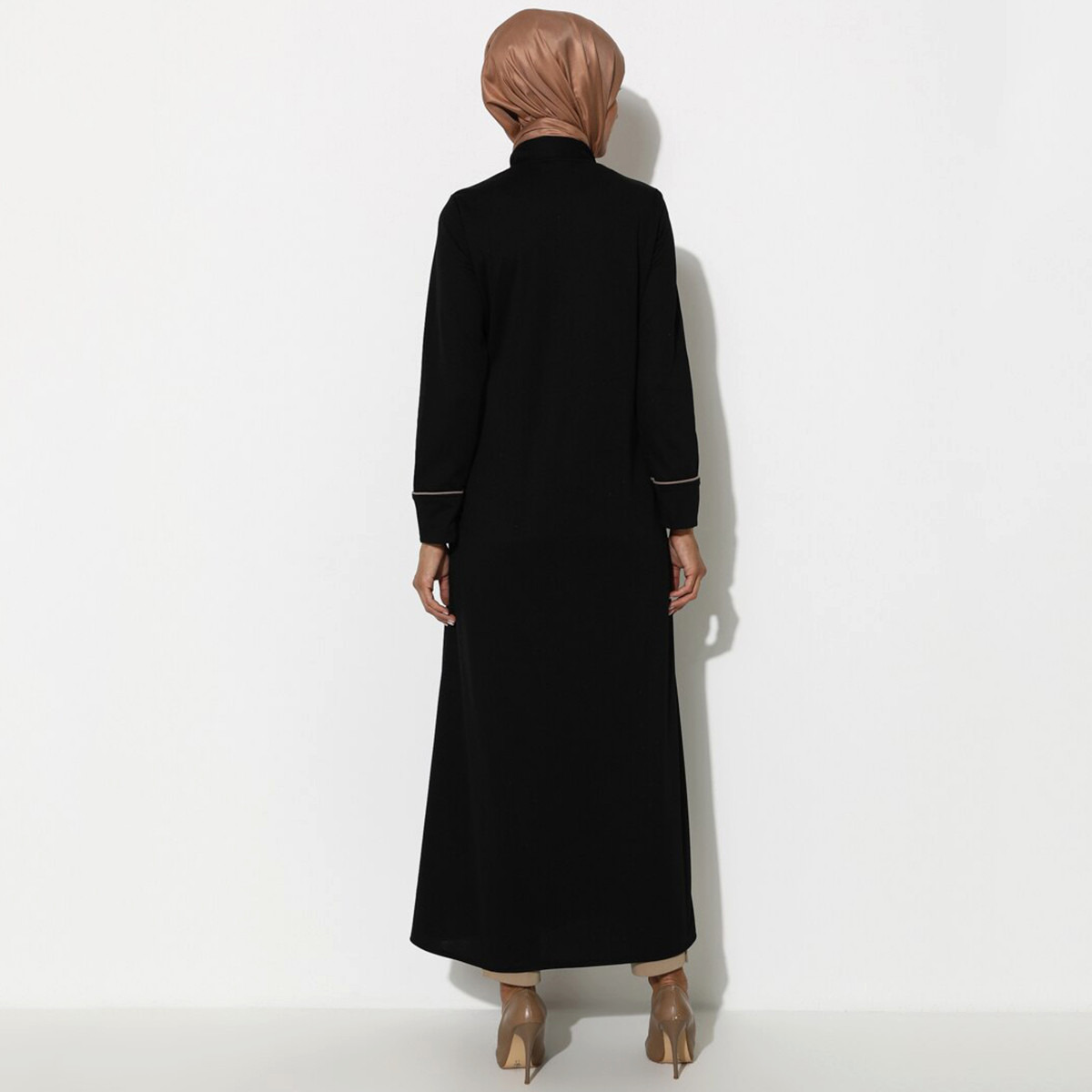 Women Solid Front Zipper Abaya Miss Cazibe By Modanisa-women-arabicclothing-abayas-image-3