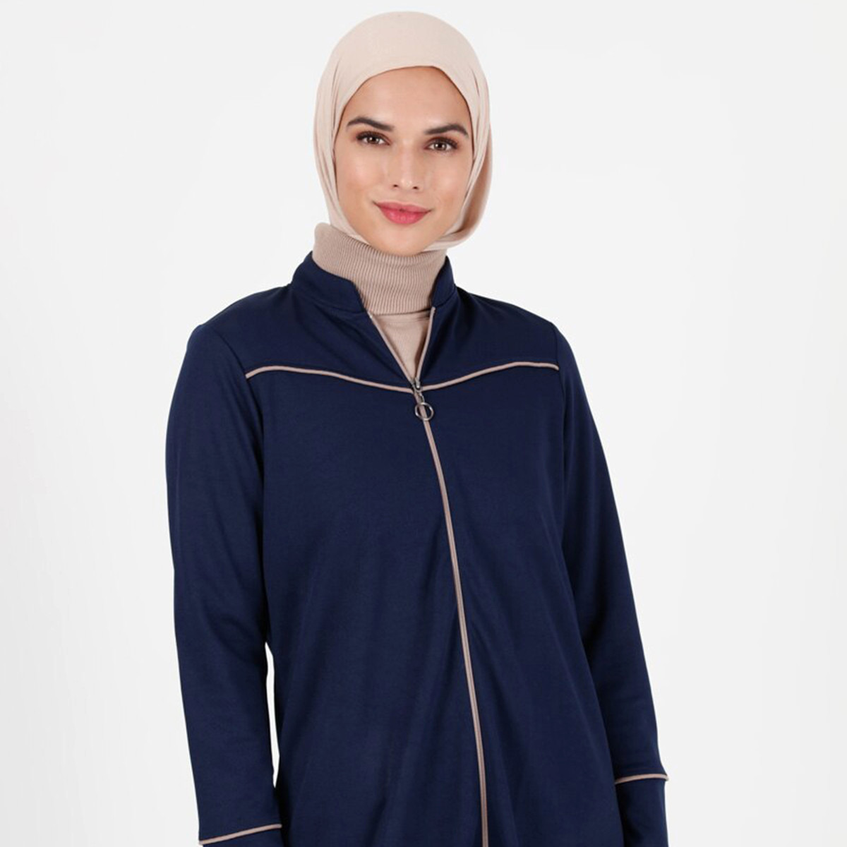Women Solid Front Zipper Abaya Miss Cazibe By Modanisa-women-arabicclothing-abayas-image-2