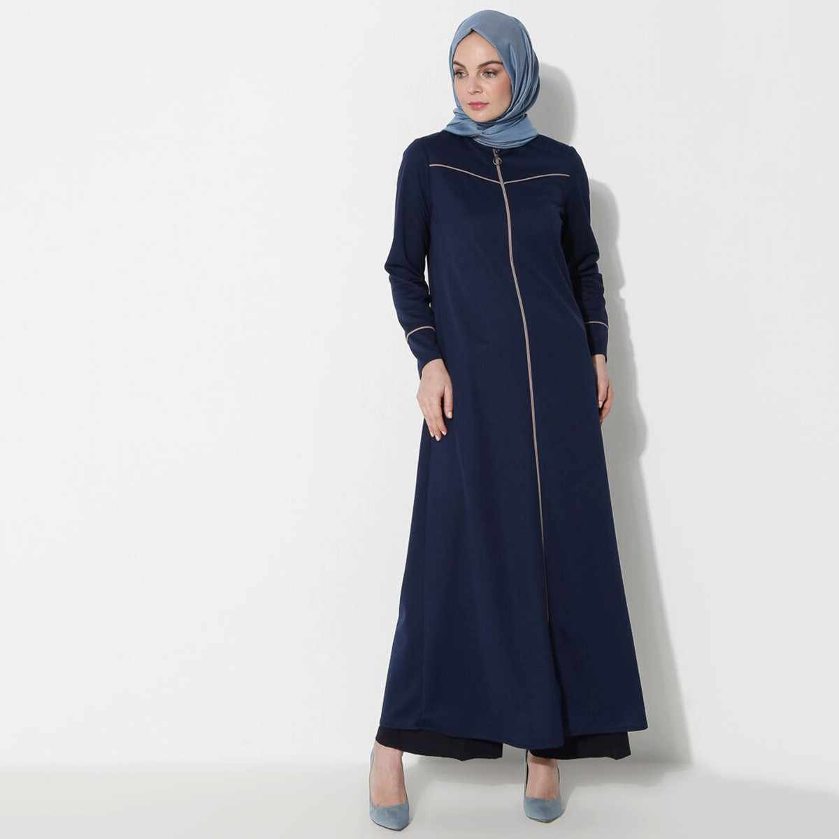 Women Solid Front Zipper Abaya Miss Cazibe By Modanisa-women-arabicclothing-abayas-image-4
