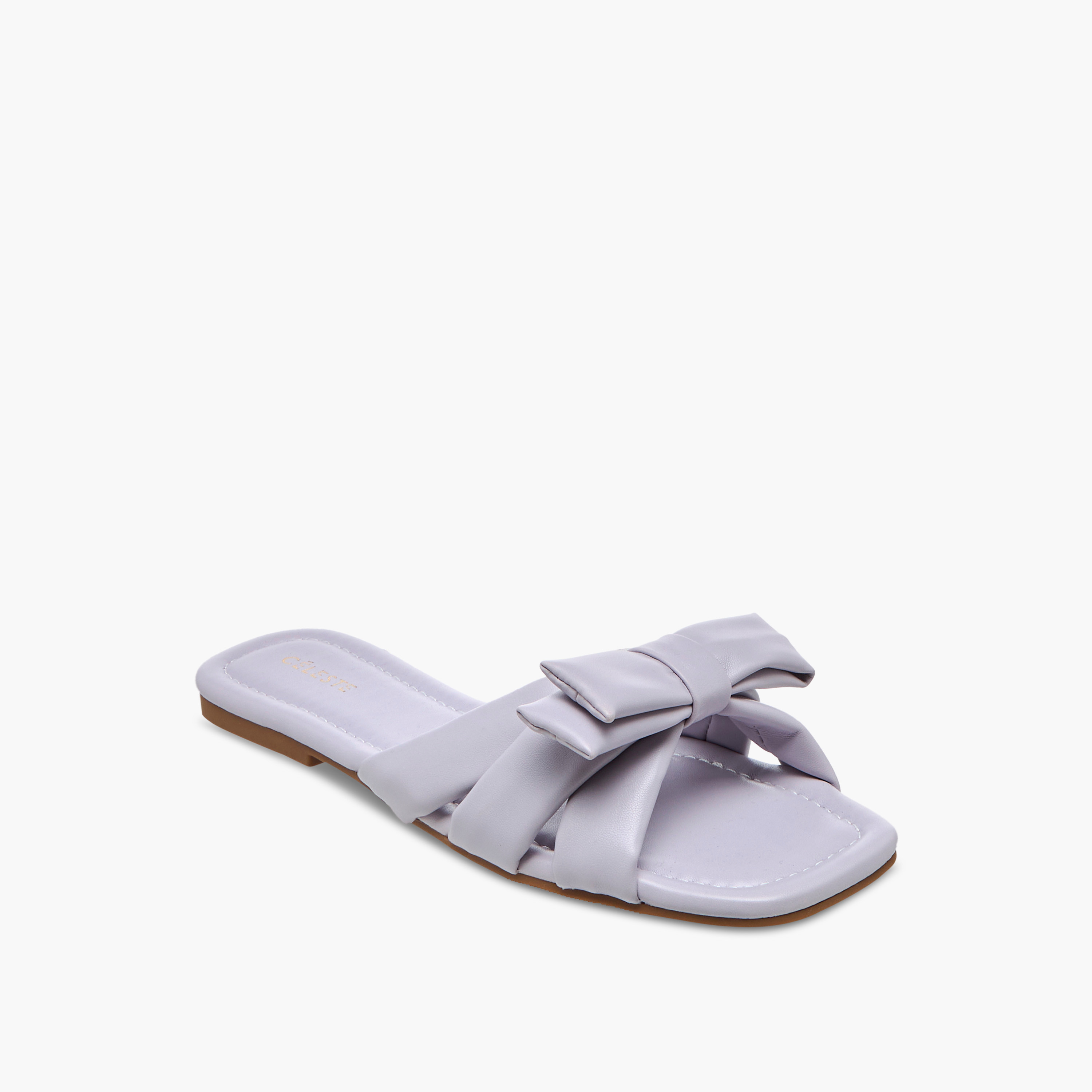 صندل مسطح سهل الارتداء بتفاصيل فيونكة للنساء من سيليست-women-shoes-flats-sandals-image-12
