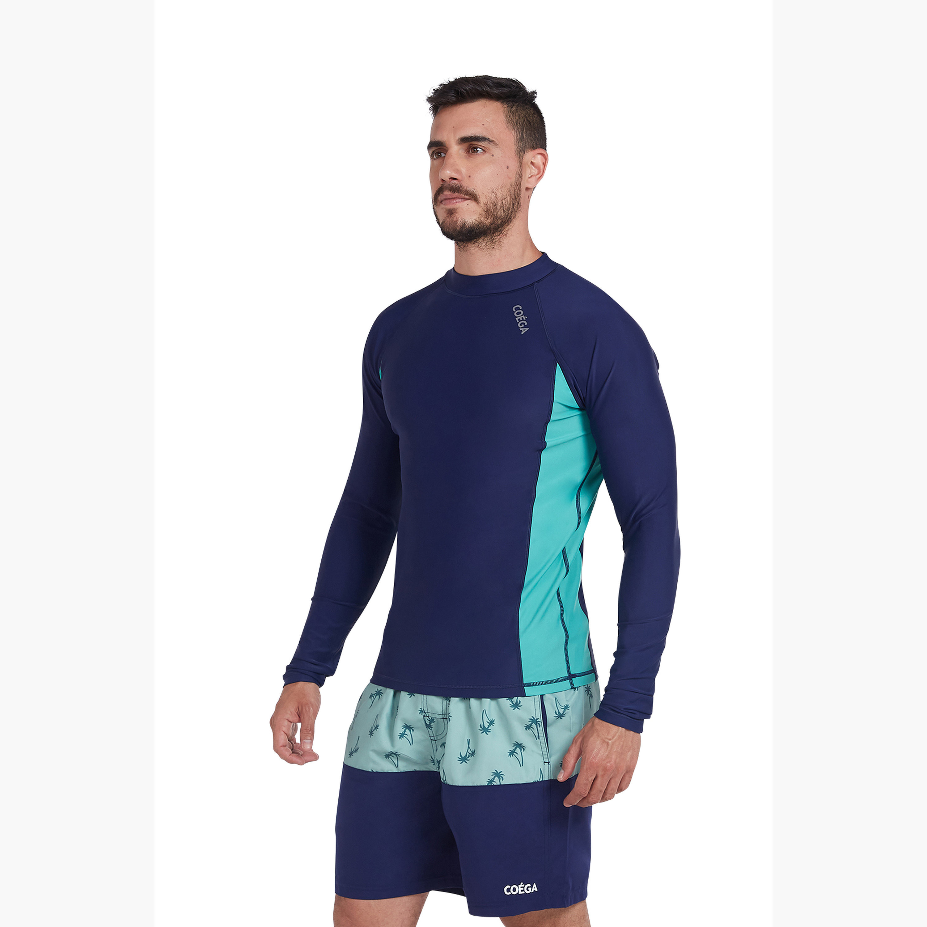 Coega Mens Long Sleeve Rashguard - Navy Spring Palms-sports-men-clothing-swimwear-image-3