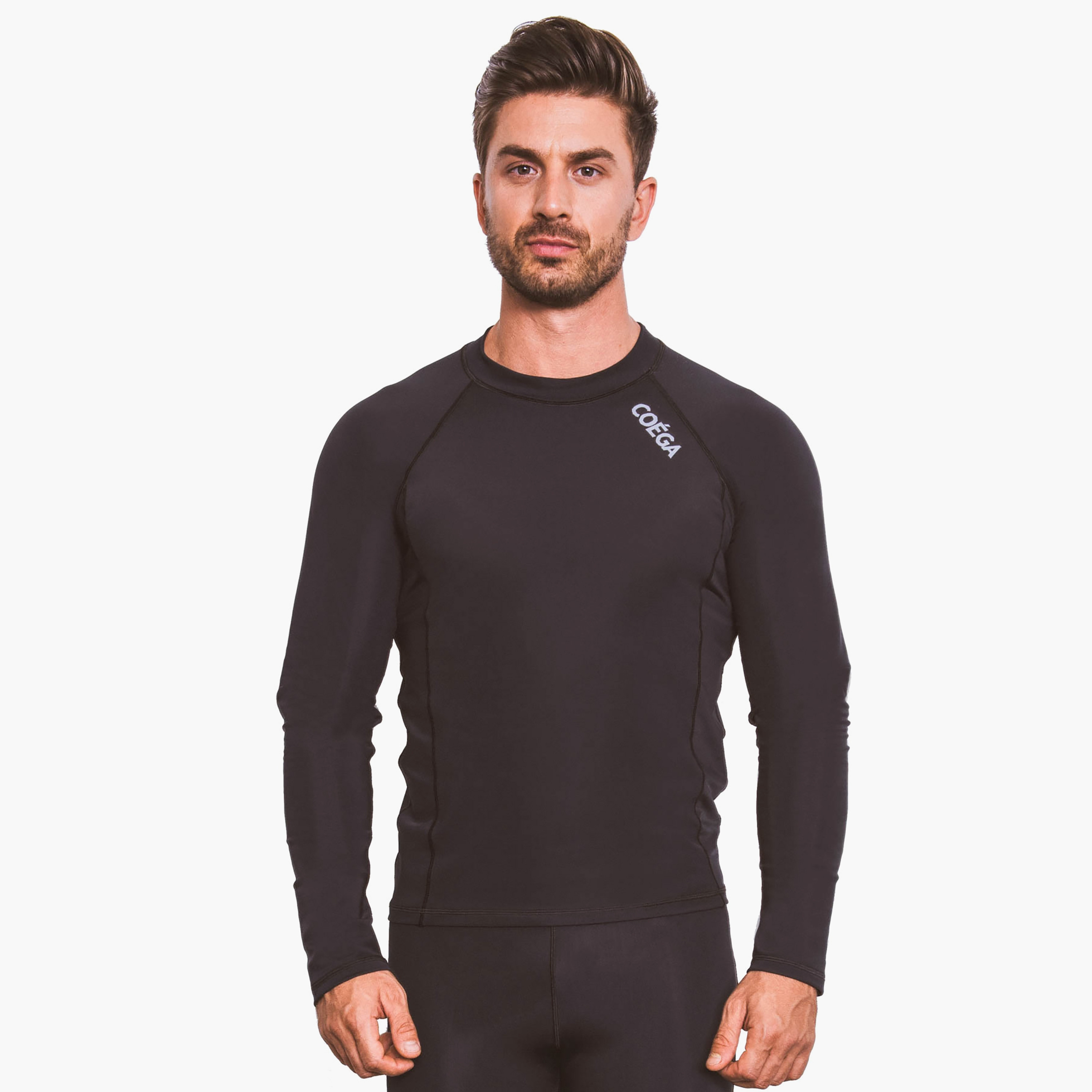 قميص راش جارد رجالي من كويغا بأكمام طويلة من طراز راجلان باللون الأسود-sports-men-clothing-swimwear-image-1