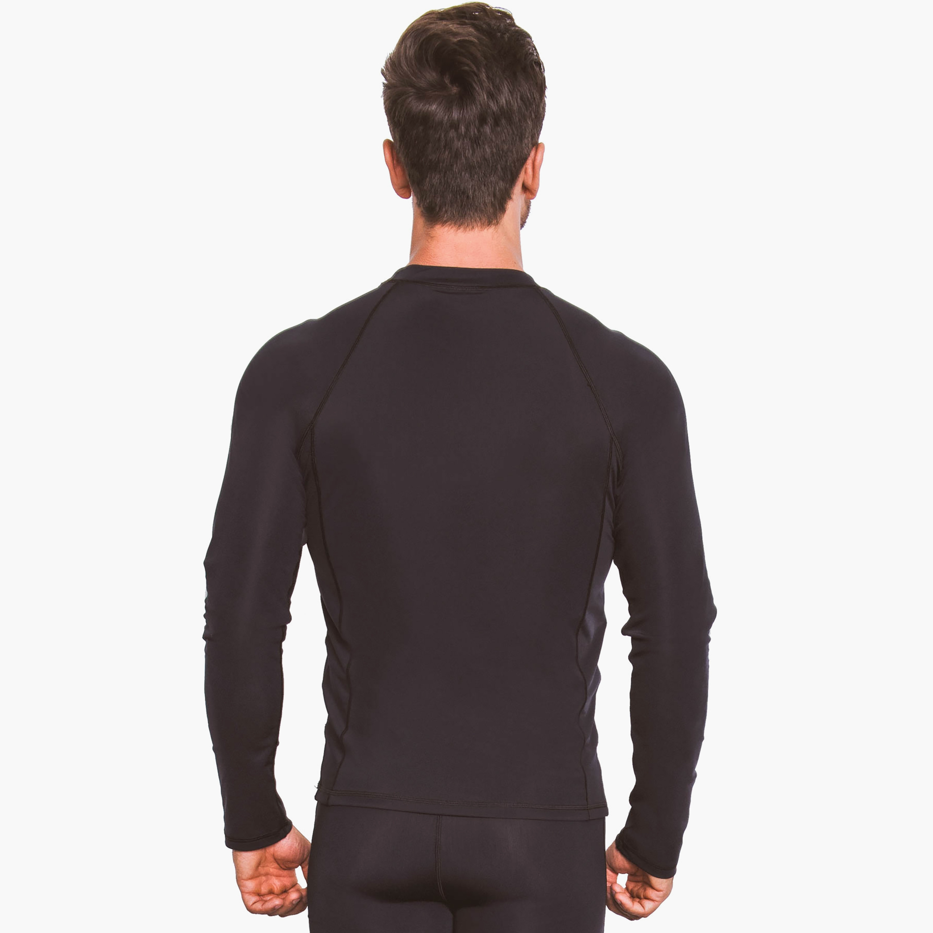 قميص راش جارد رجالي من كويغا بأكمام طويلة من طراز راجلان باللون الأسود-sports-men-clothing-swimwear-image-2