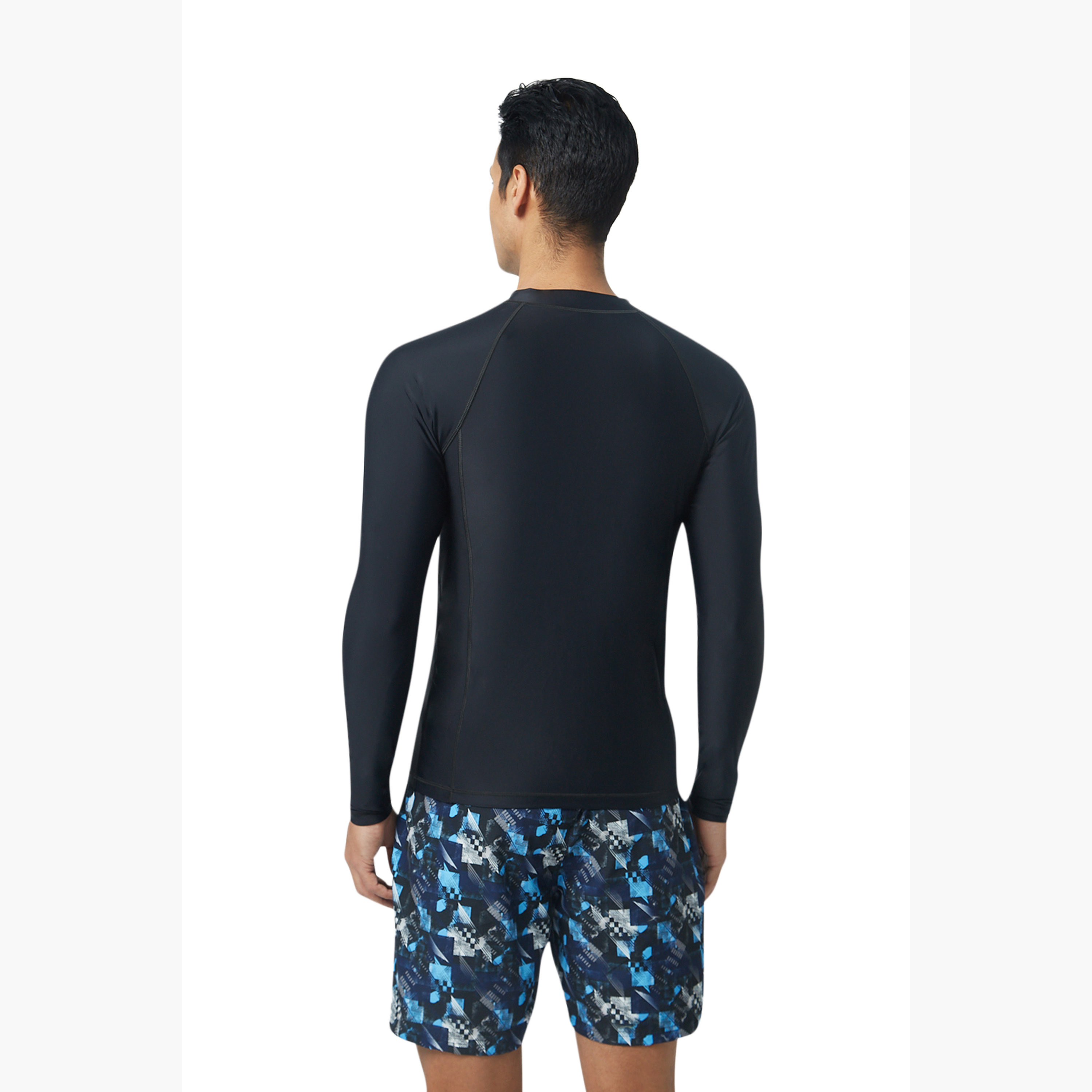 كويزا كويغا رجالي طويل الأكمام راشجارد - أسود صلب-sports-men-clothing-swimwear-image-2