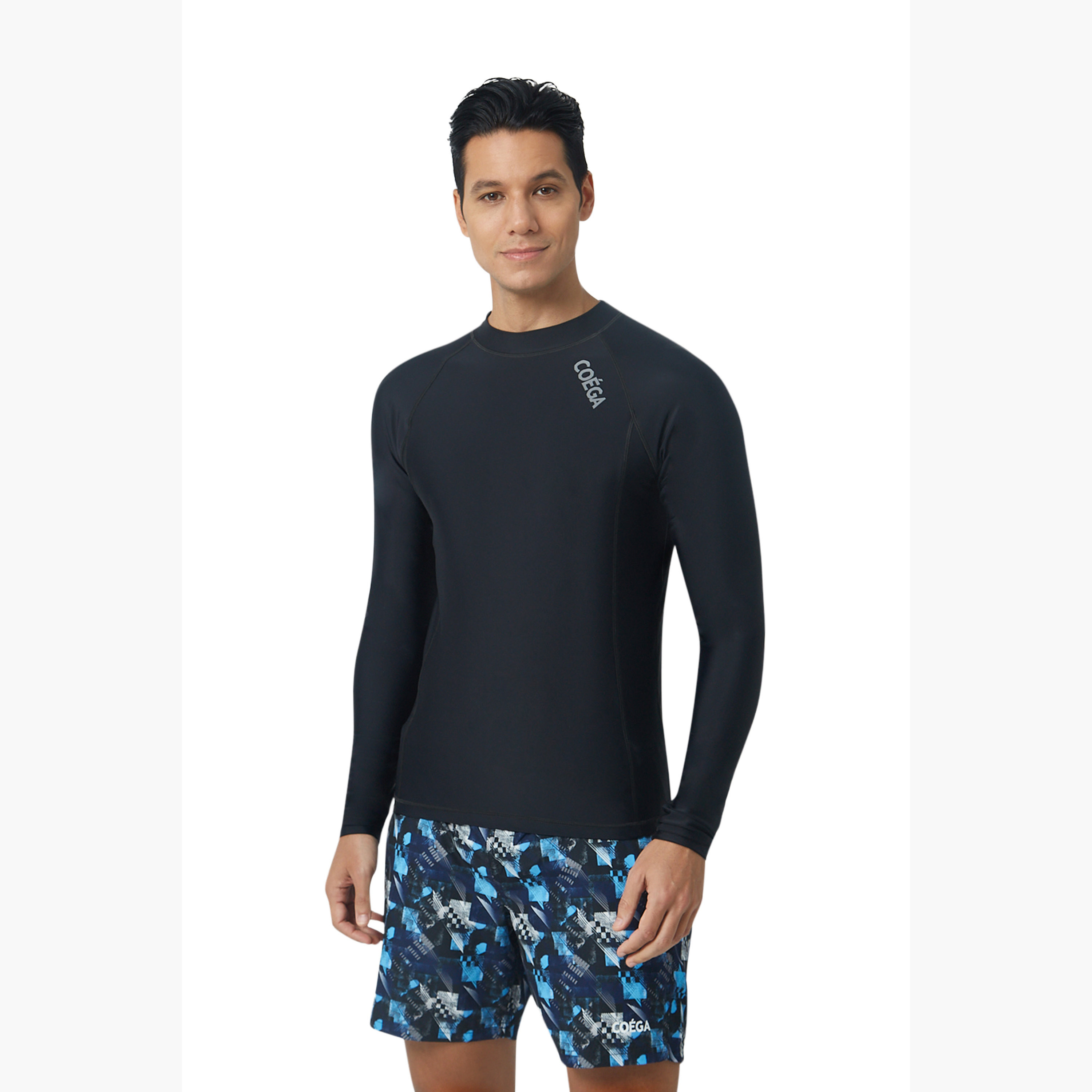 كويزا كويغا رجالي طويل الأكمام راشجارد - أسود صلب-sports-men-clothing-swimwear-image-3