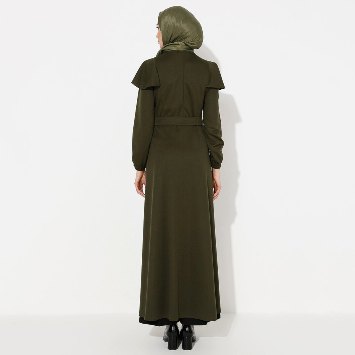 Women Solid Front Zipper Belted Abaya Miss Cazibe By Modanisa-women-arabicclothing-abayas-image-4