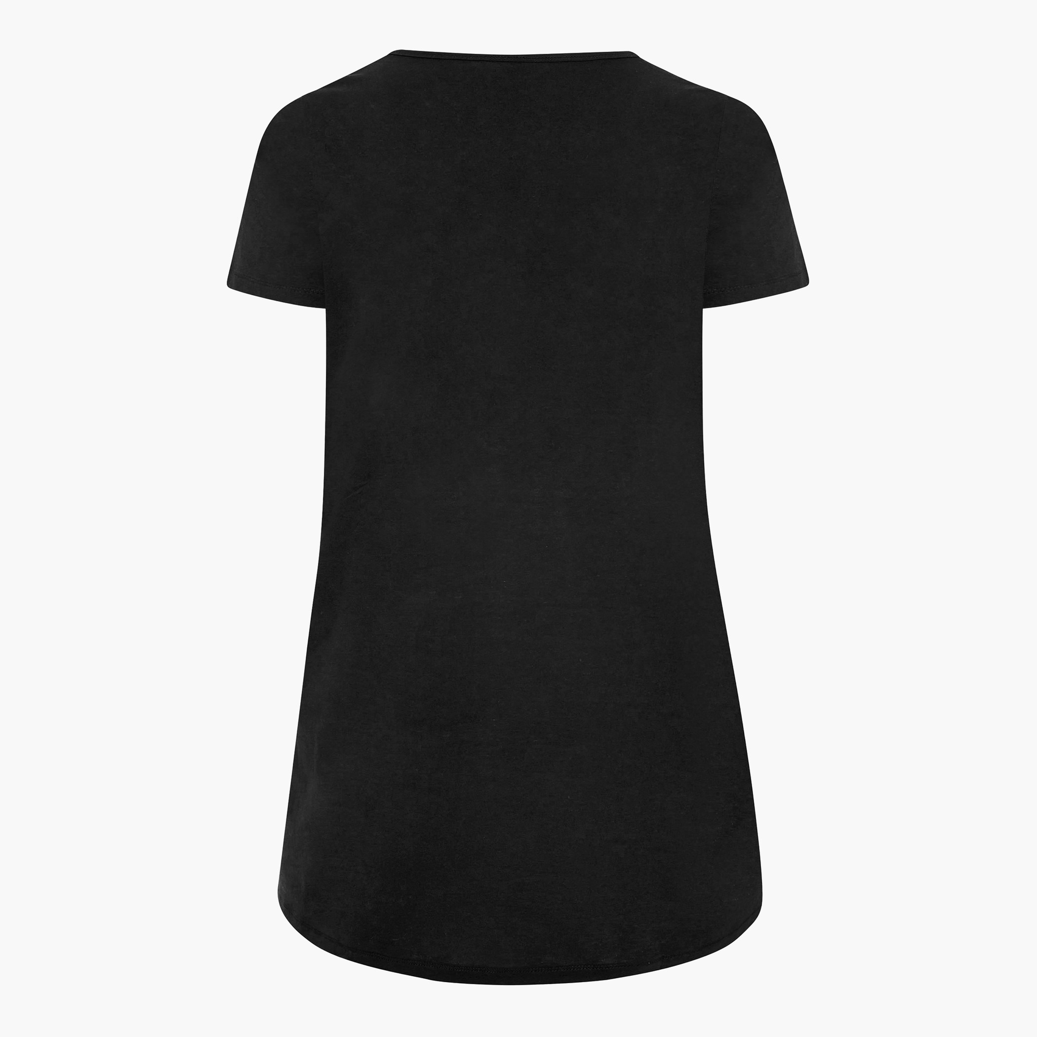 Yours Solid Black Short Sleeves Henley Neck T-Shirt-women-clothing-nightwear-nighties-image-3