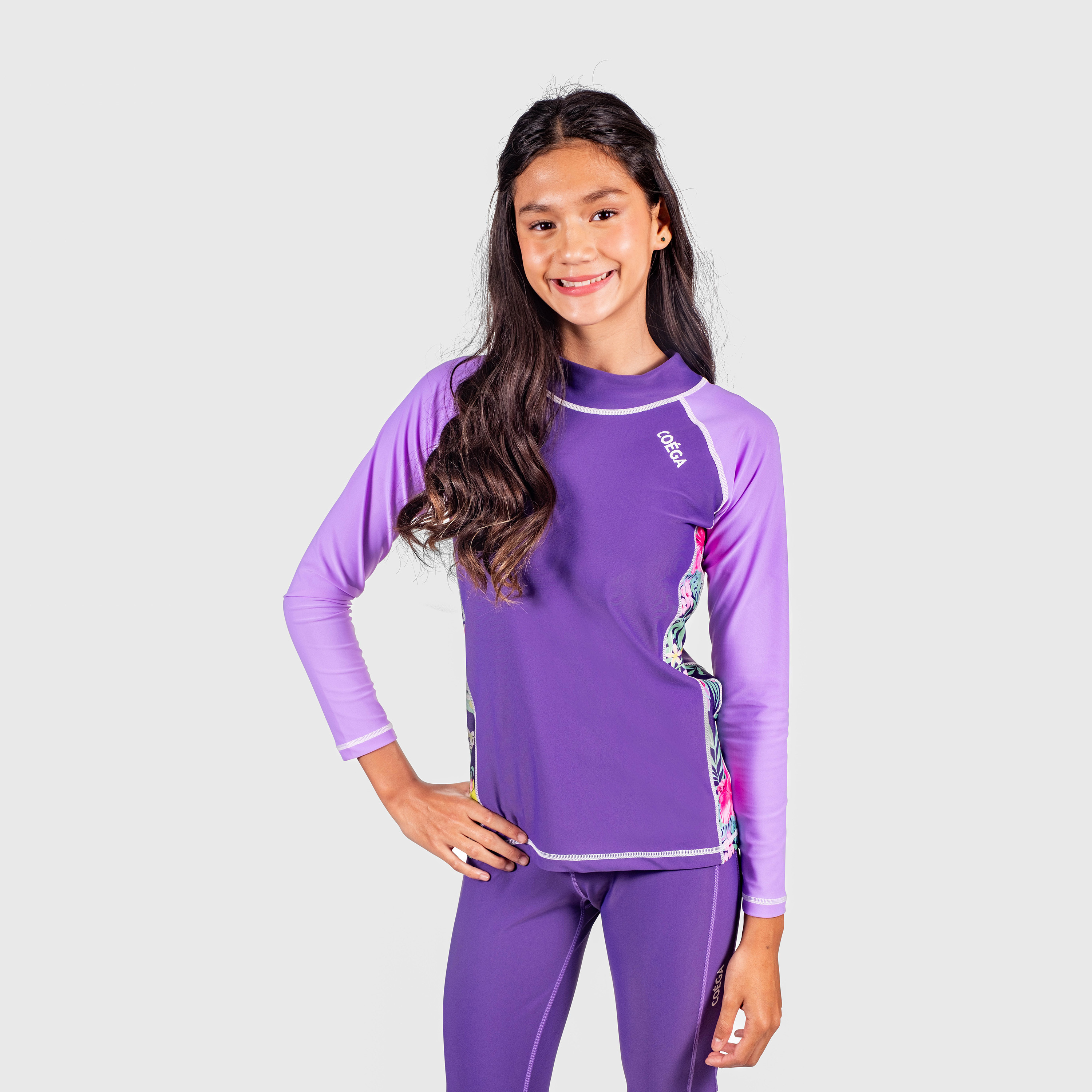 كويغا-  سترة سباحة واقية من الشمس أكمام طويلة للبنات-sports-girls-clothing-swimwear-image-1