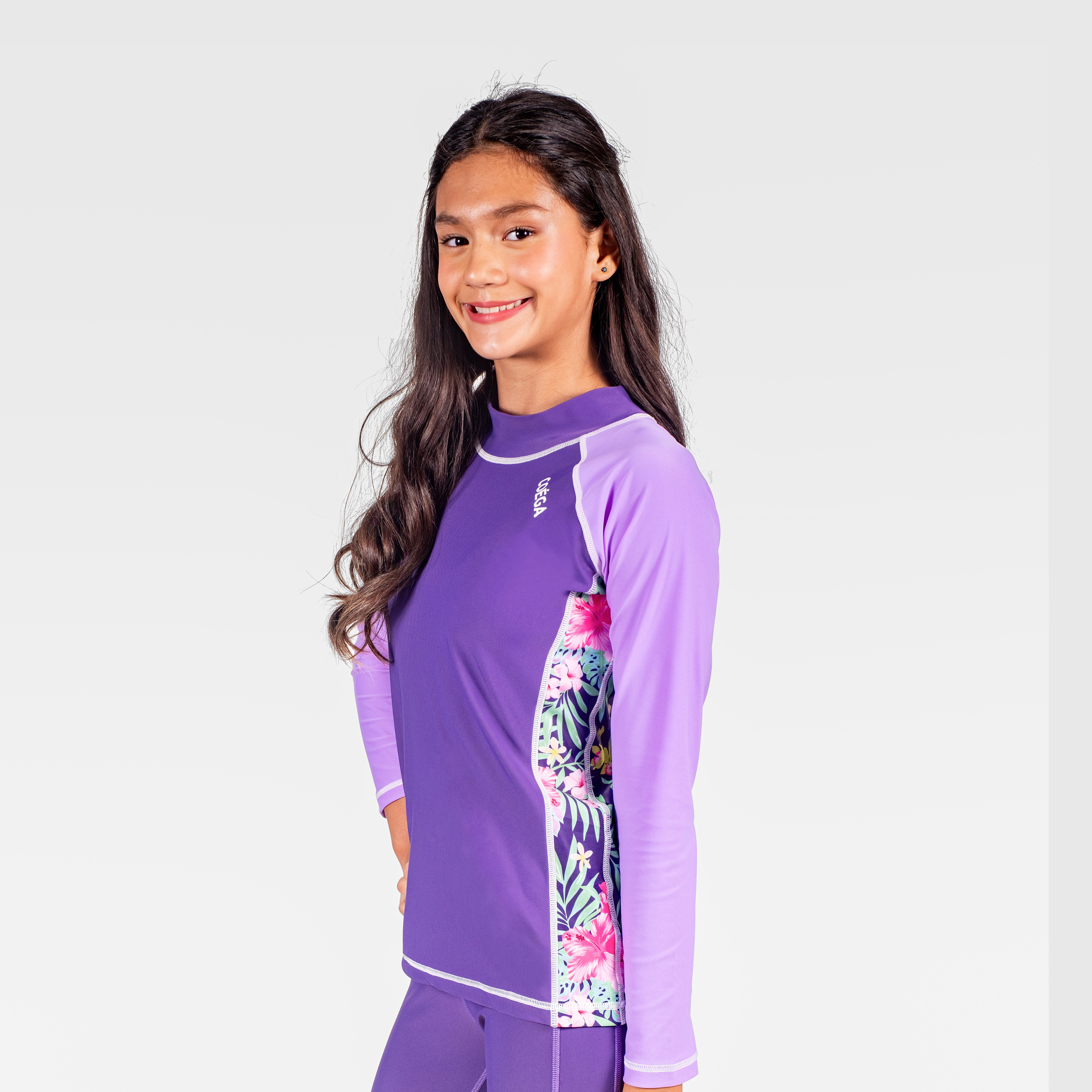 كويغا-  سترة سباحة واقية من الشمس أكمام طويلة للبنات-sports-girls-clothing-swimwear-image-2