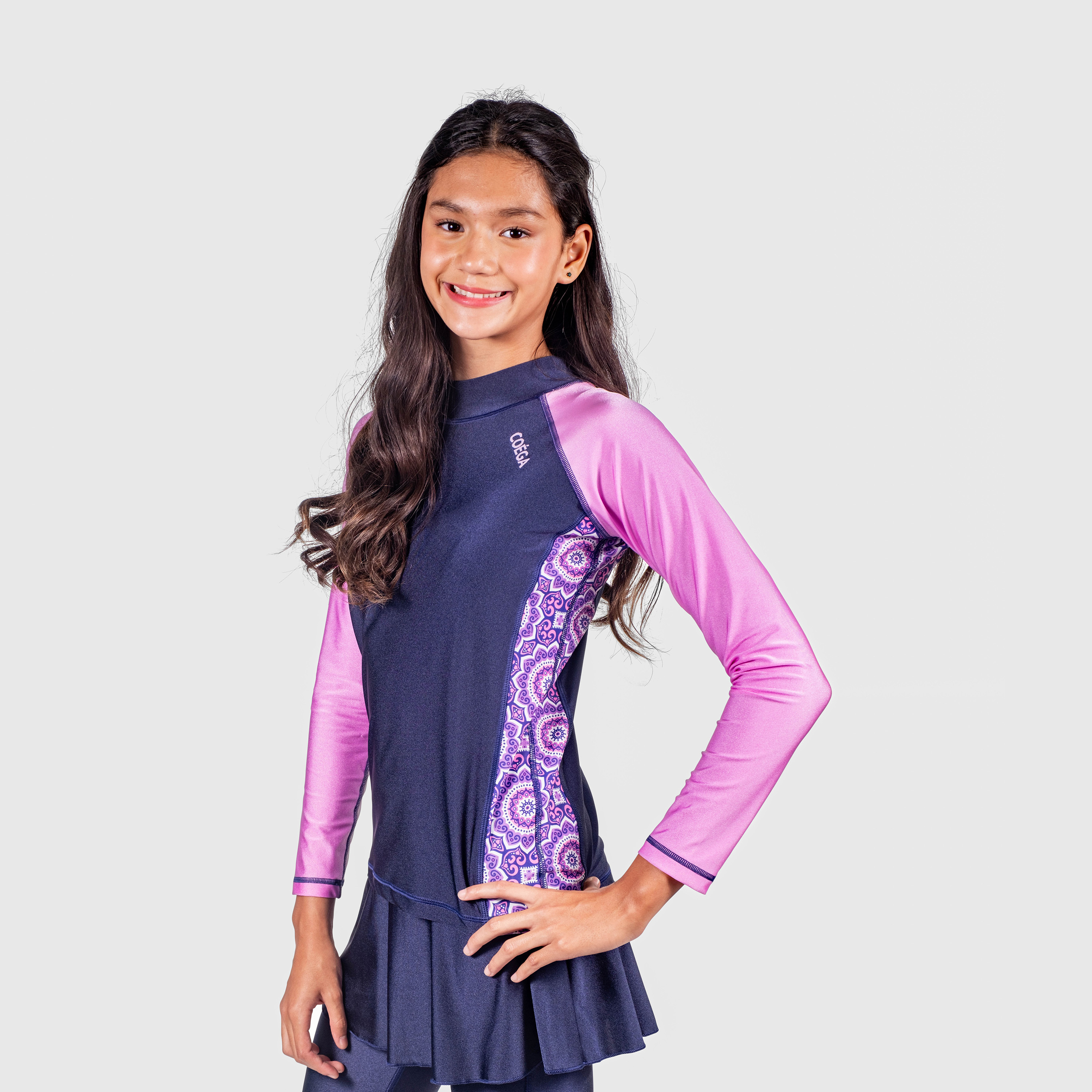 كويغا-  سترة سباحة واقية من الشمس أكمام طويلة للبنات-sports-girls-clothing-swimwear-image-1