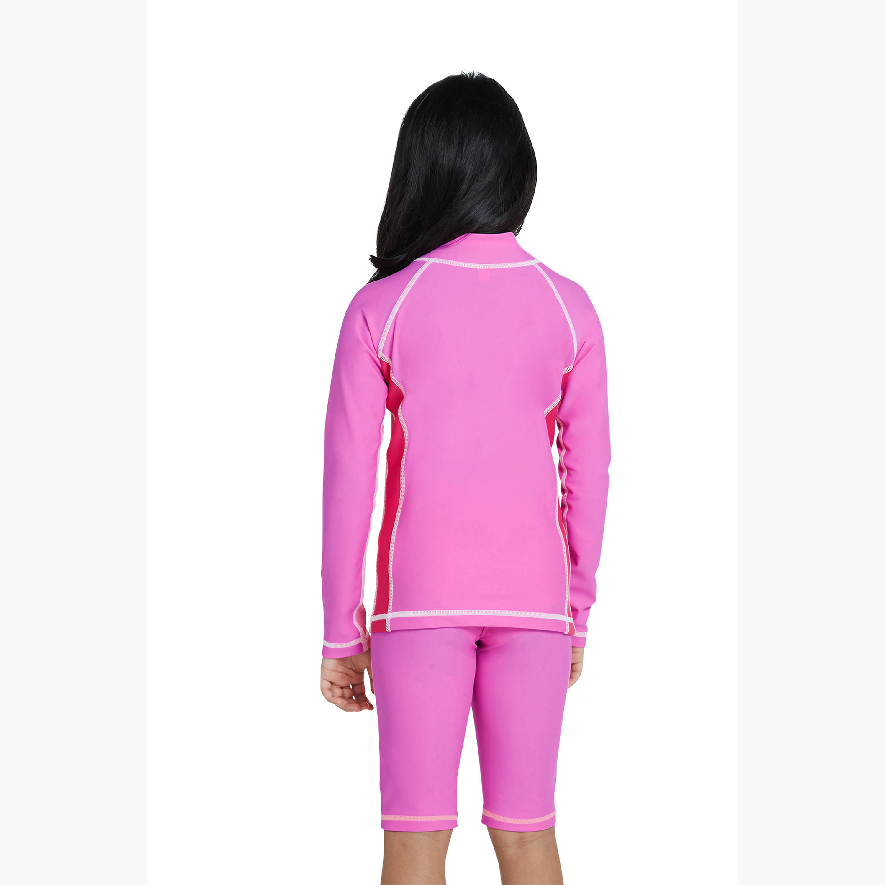Coega Girls Long Sleeve Rashguard - Front AOP Pink Rosey Flowers-sports-girls-clothing-swimwear-image-4