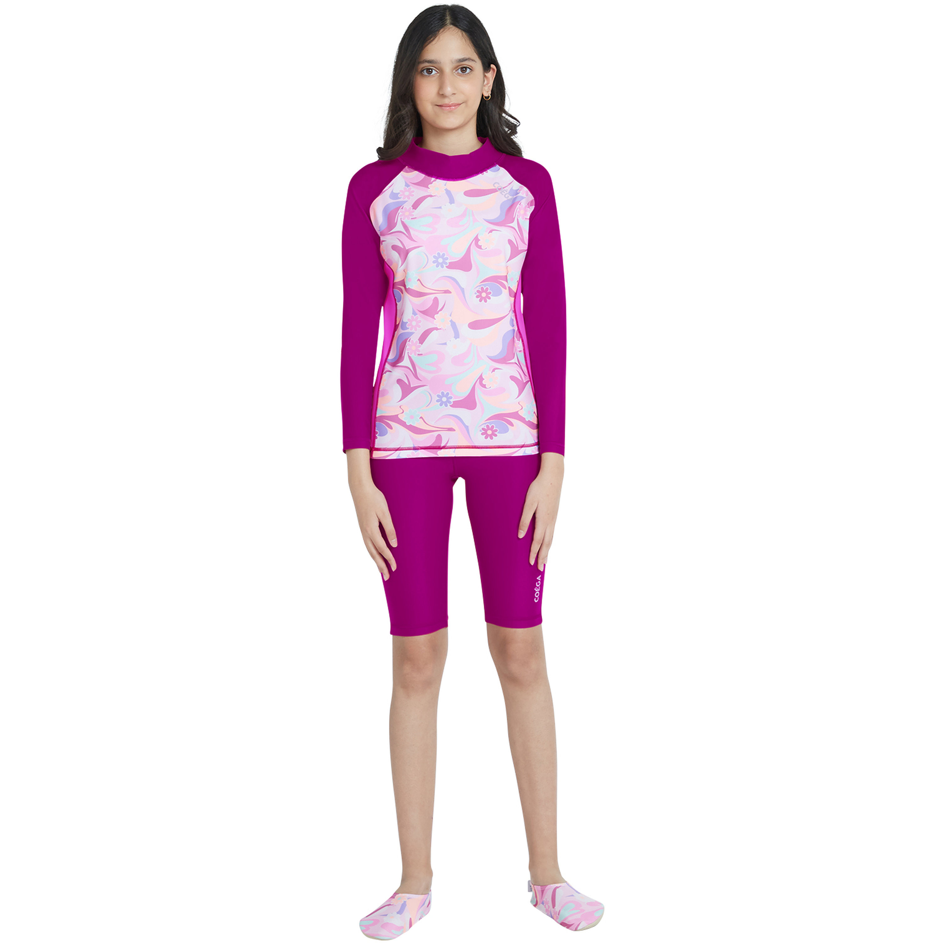 قميص كويغا جيرلز بأكمام طويلة - بلون أمامية AOP بنفسجي رائع-sports-girls-clothing-swimwear-image-2