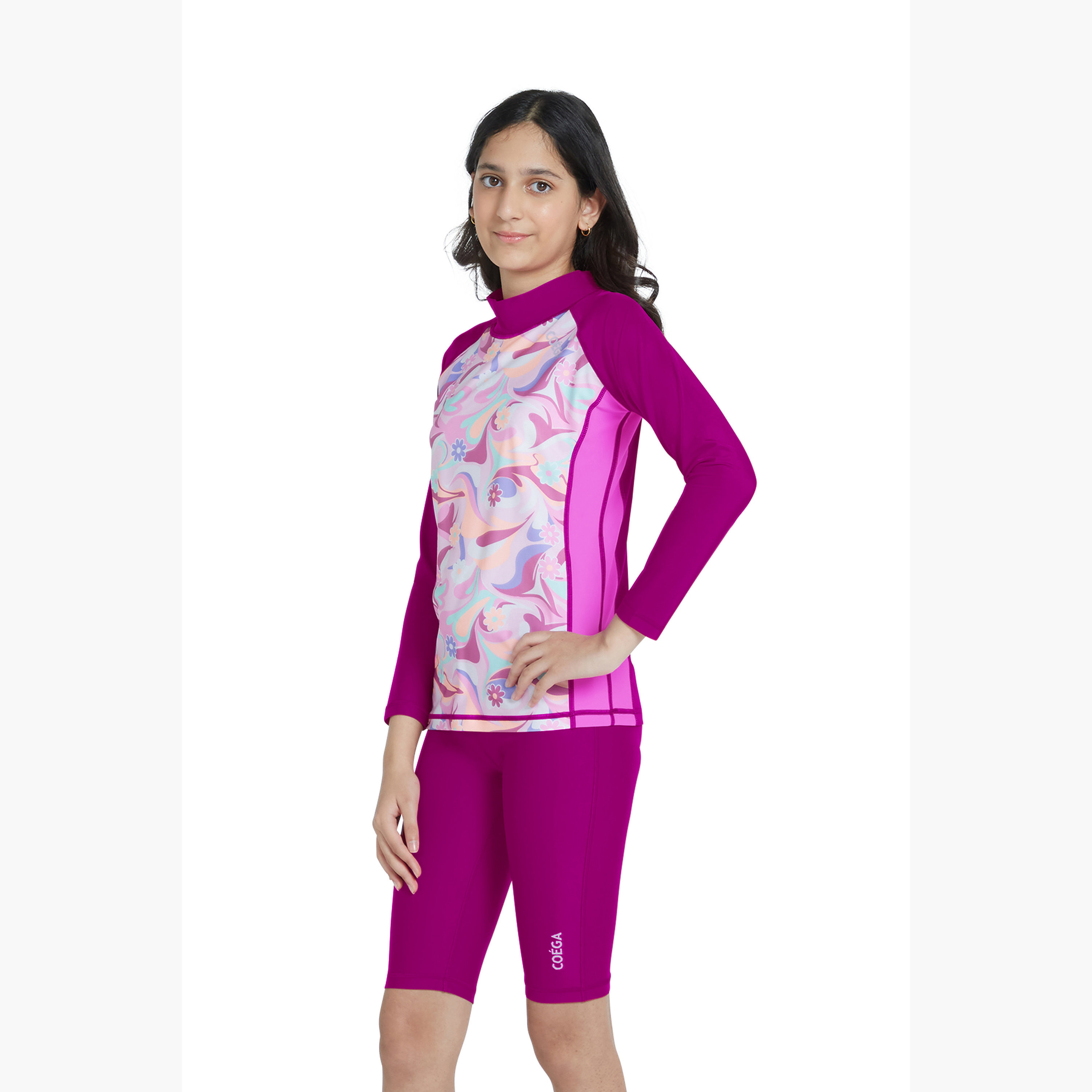 قميص كويغا جيرلز بأكمام طويلة - بلون أمامية AOP بنفسجي رائع-sports-girls-clothing-swimwear-image-4