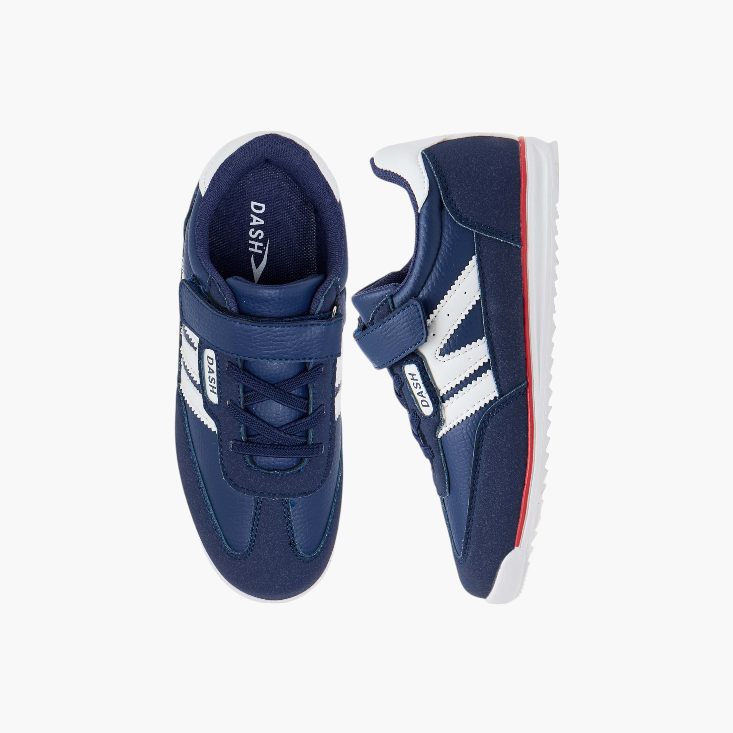 Dash Panelled Sneakers with Hook and Loop Closure-boys-shoes-sneakers-image-1
