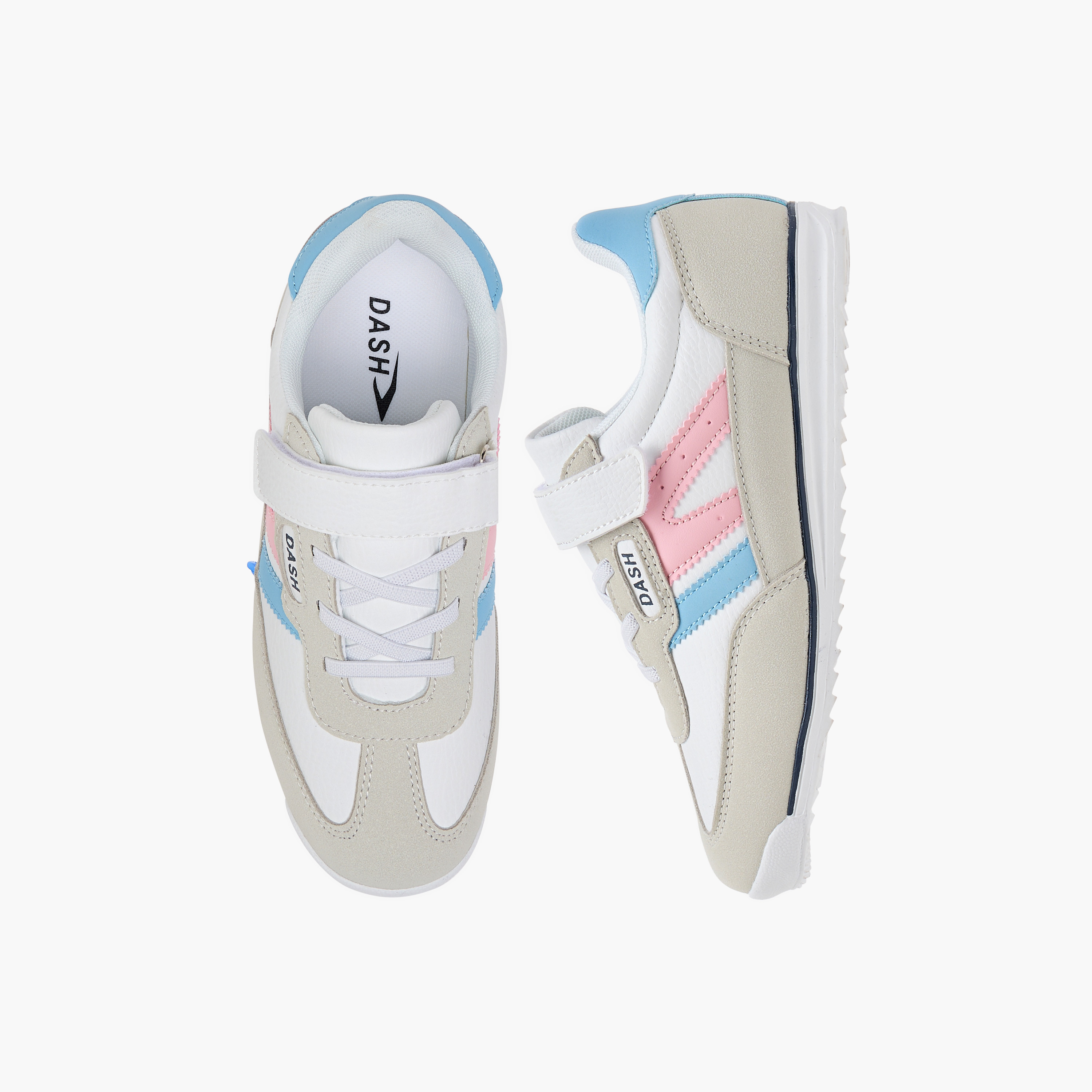 Dash Panelled Sneakers with Hook and Loop Closure-girls-shoes-sneakers-image-1