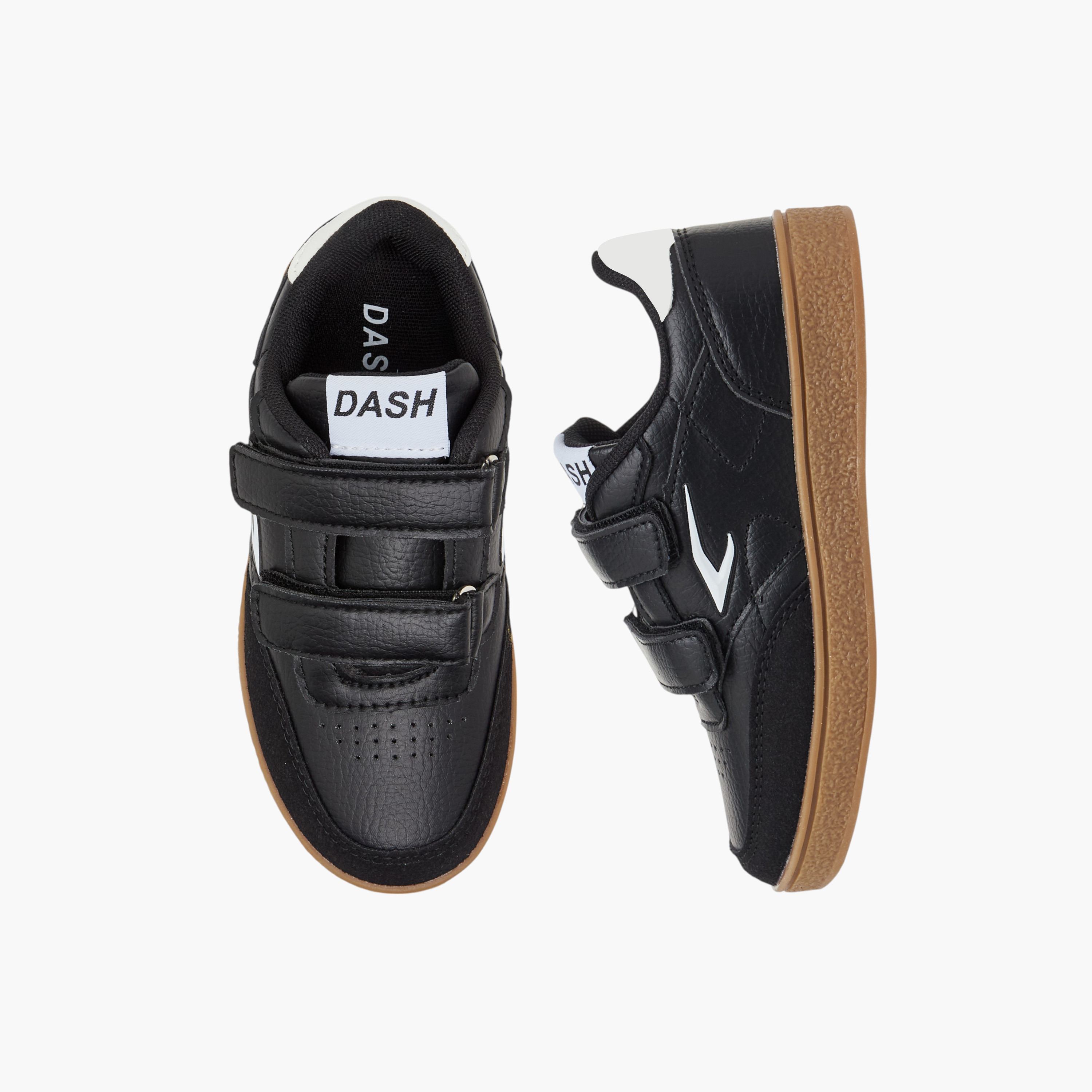 Dash Panelled Sneakers with Hook and Loop Closure-boys-shoes-schoolshoes-image-1