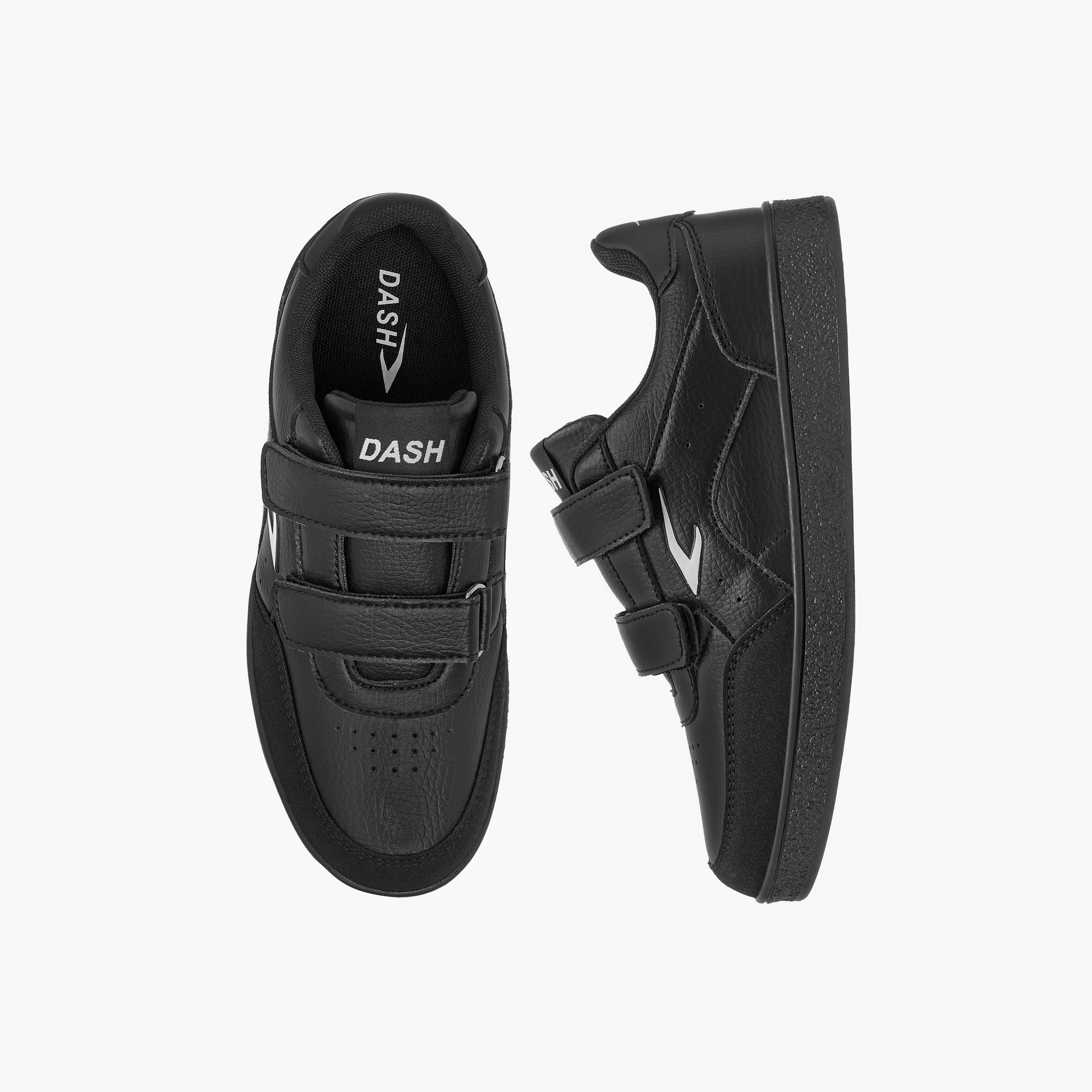 Dash Logo Detail Sneakers with Hook and Loop Closure-boys-shoes-schoolshoes-image-1