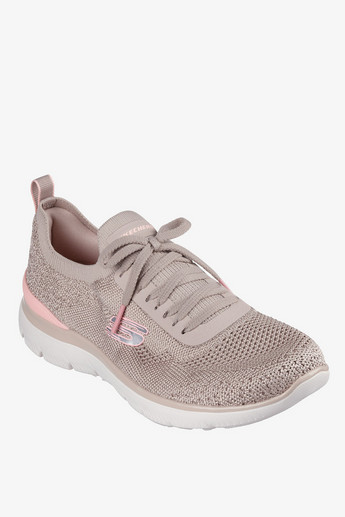 Shop Skechers Women's Textured Sports Shoes with Lace-Up Closure