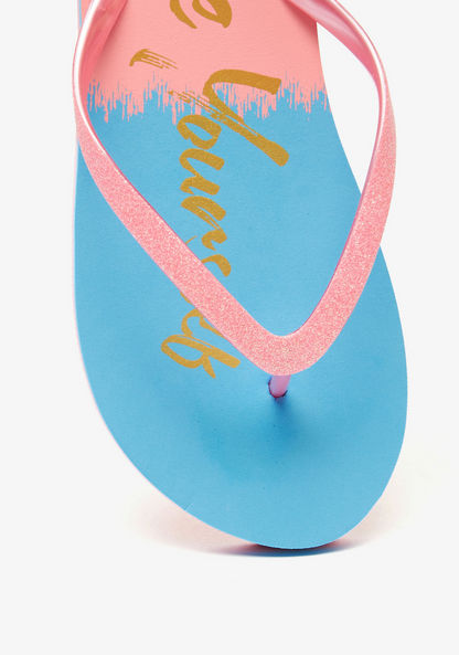 Aqua Glitter Embellished Printed Thong Slippers-Women%27s Flip Flops & Beach Slippers-image-3