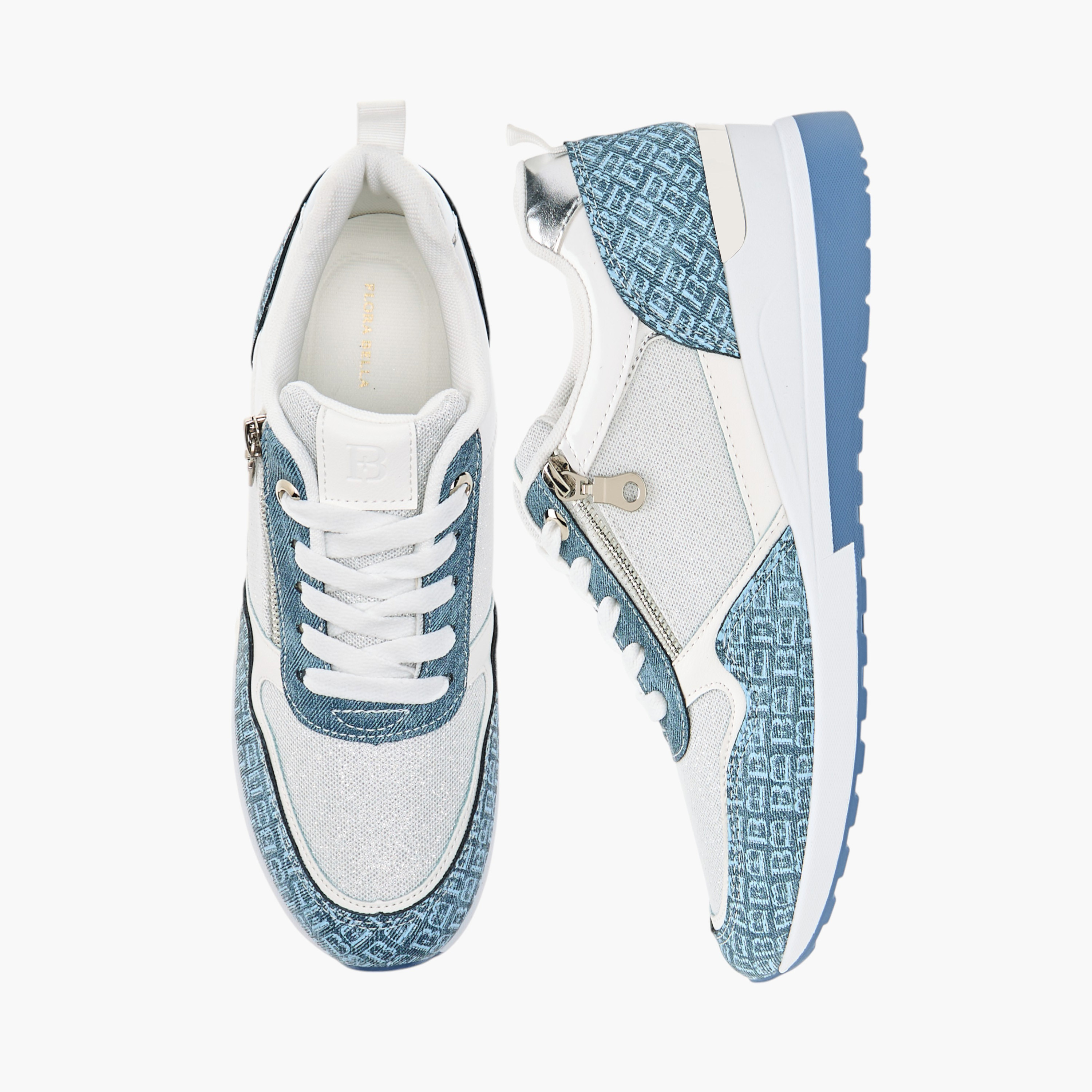 حذاء سنيكرز برباط إغلاق وطبعات مونوجرام من فلورا بيلا-women-shoes-sneakers-image-1