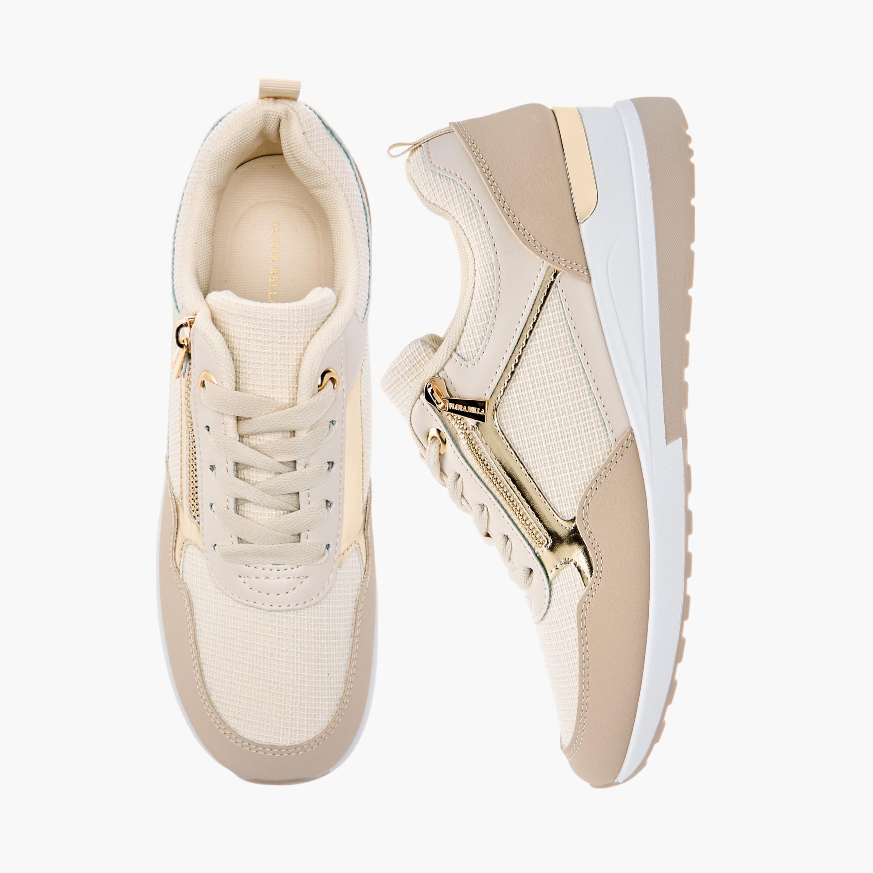 Flora Bella Panelled Sneakers with Lace-Up Closure-women-shoes-sneakers-image-1