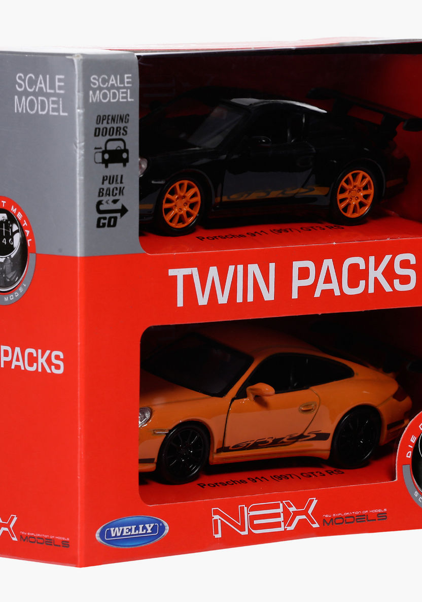 Welly 4.75 Pull Back Porsche GT3 RS Car - Set of 2-Scooters and Vehicles-image-4