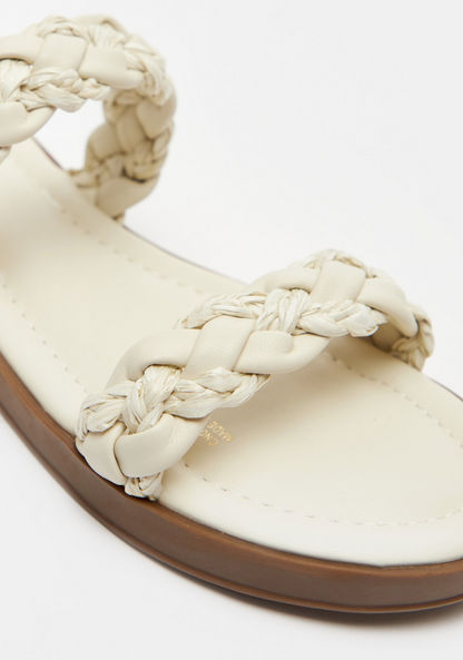 Le Confort Double Strap Slide Sandals with Weave Detail-Women%27s Flat Sandals-image-3