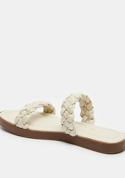 Le Confort Double Strap Slide Sandals with Weave Detail-Women%27s Flat Sandals-image-4