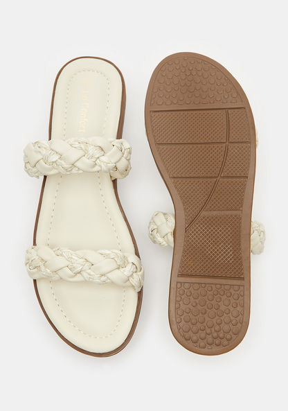 Le Confort Double Strap Slide Sandals with Weave Detail-Women%27s Flat Sandals-image-5