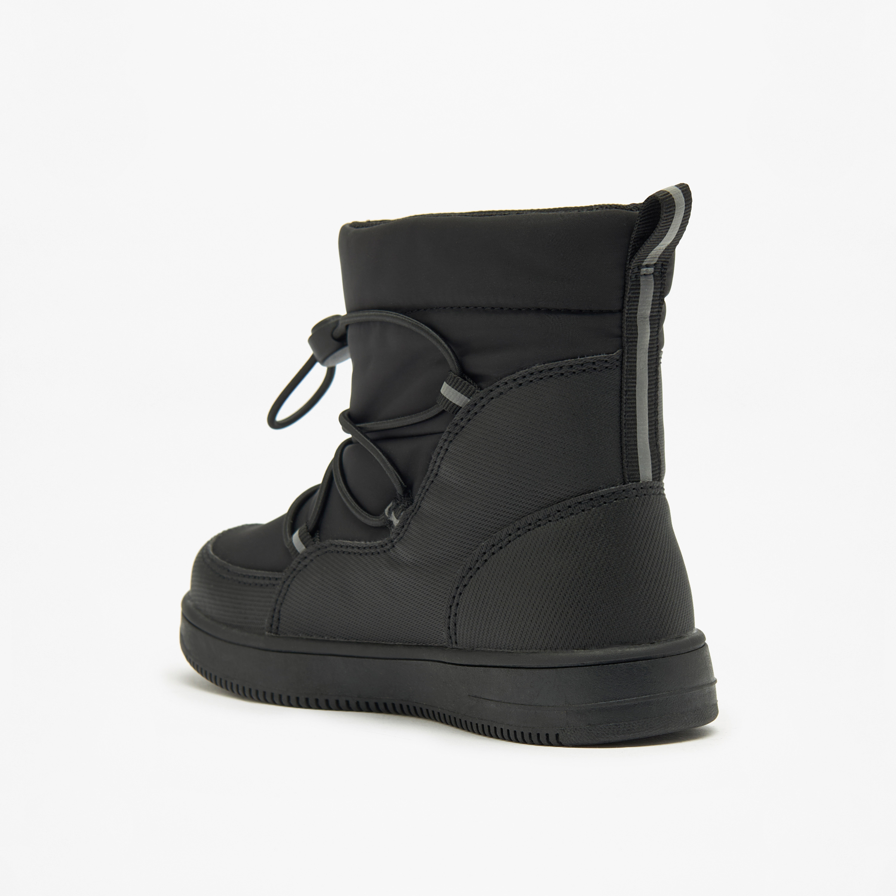 Juniors Solid High Cut Slip-On Boots with Drawstring Detail-boys-shoes-boots-image-2