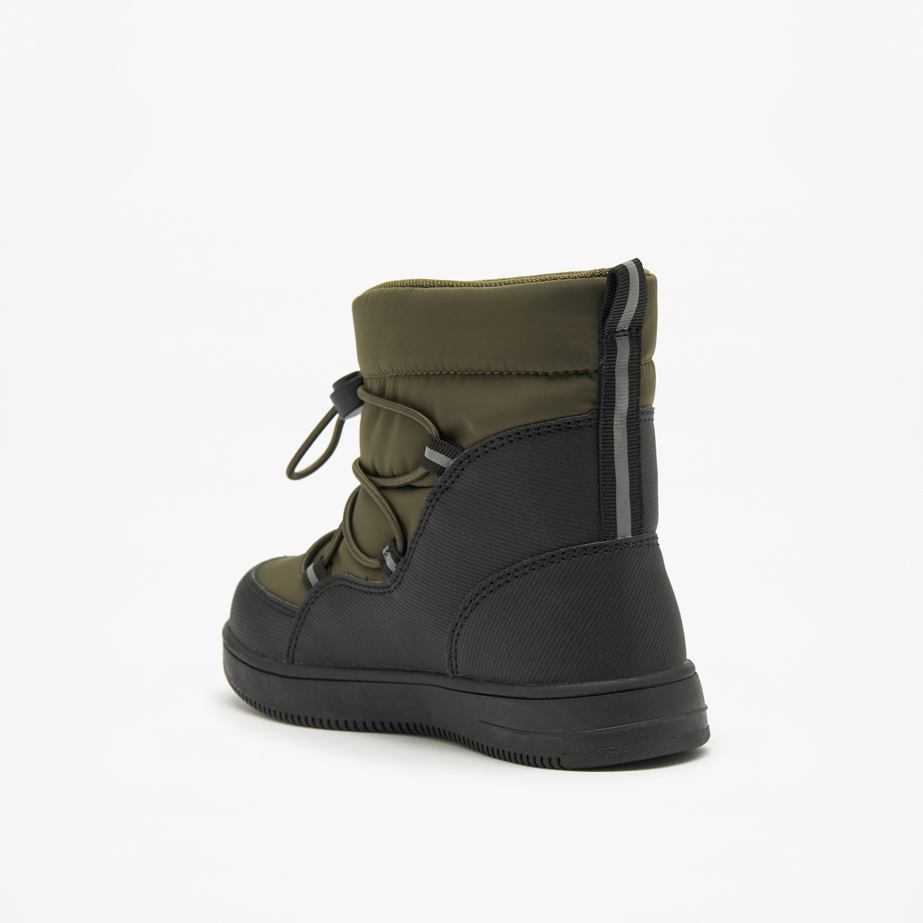 Juniors Solid High Cut Slip-On Boots with Drawstring Detail-boys-shoes-boots-image-2