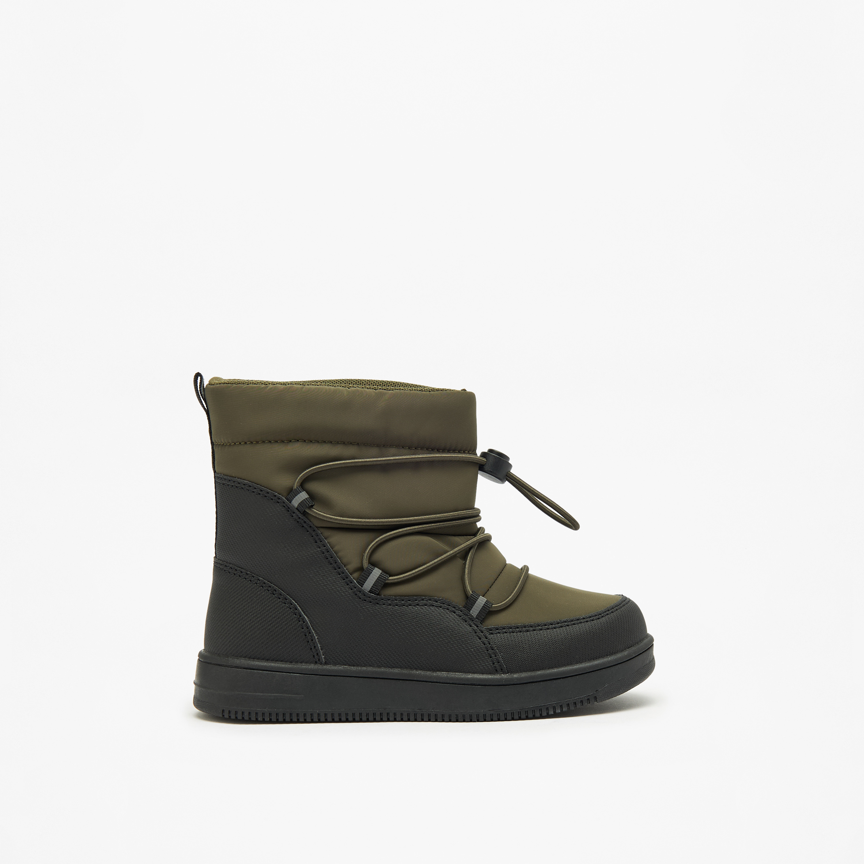 Juniors Solid High Cut Slip-On Boots with Drawstring Detail-boys-shoes-boots-image-3