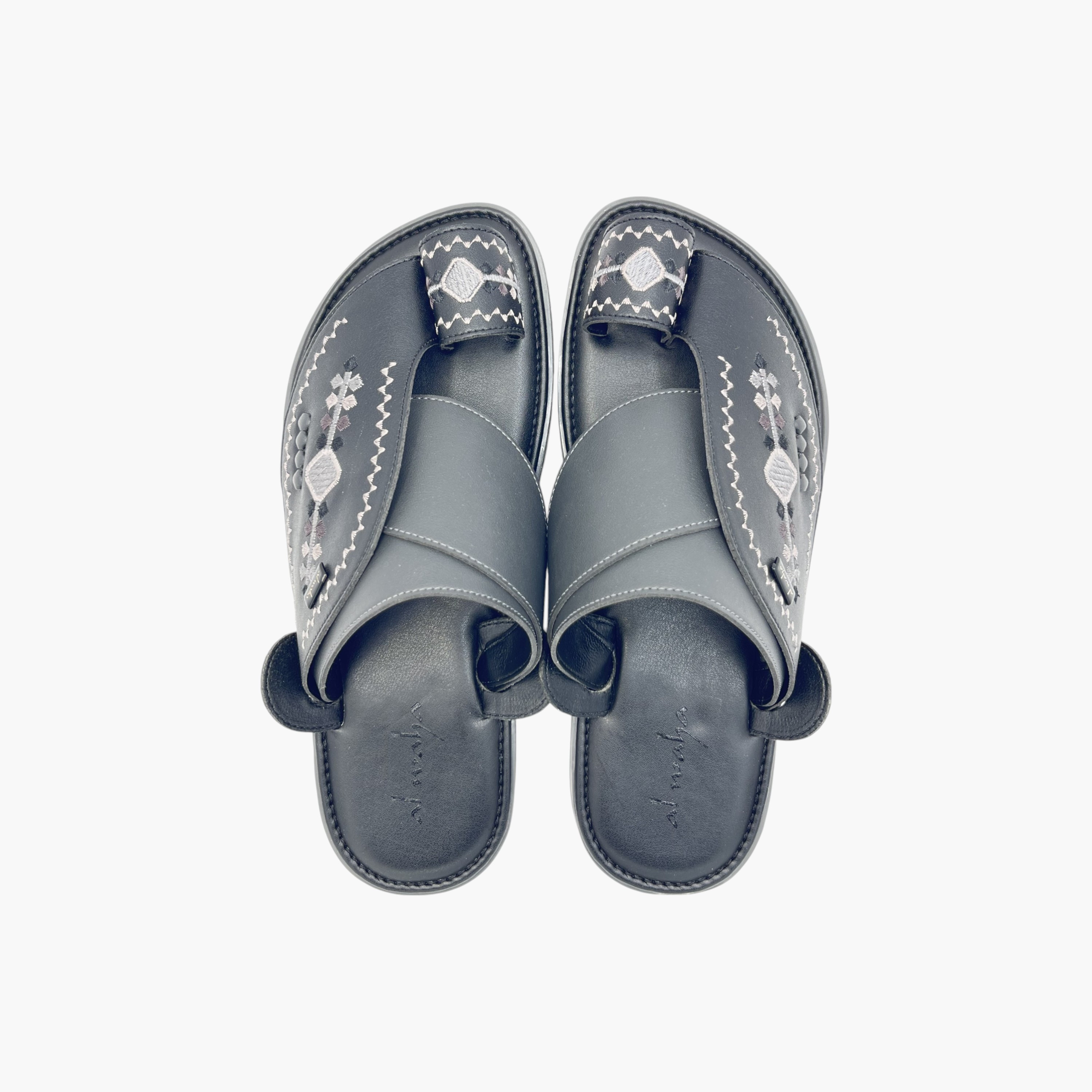 Al Waha Embroidered Slip-On Arabic Sandals with Toe Loop-men-shoes-sandals-image-1