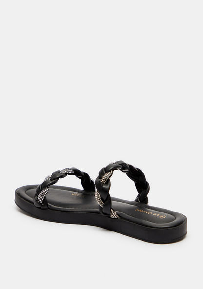 Le Confort Braided Slip-On Slide Sandals with Studded Detail